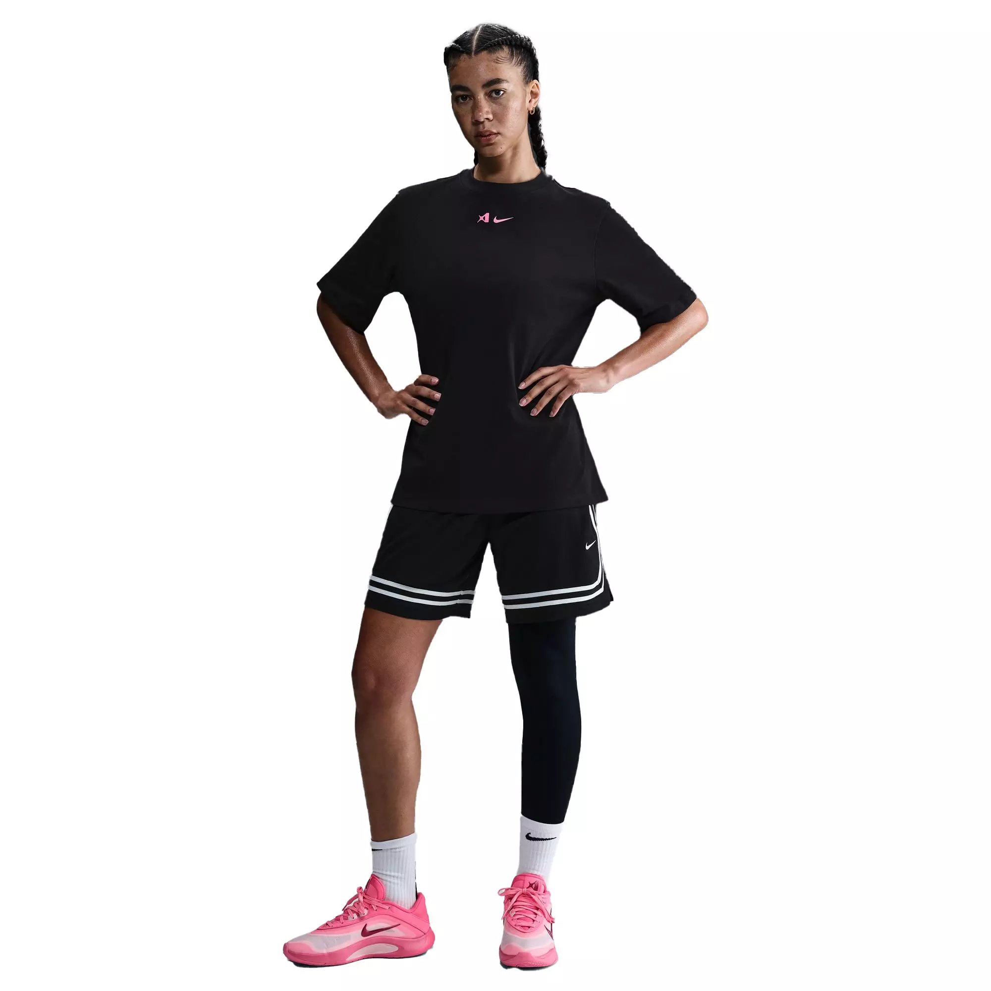 Nike A'ja Wilson Women's A'symmetric Mid-Rise Single-Leg Basketball Leggings - BLACK