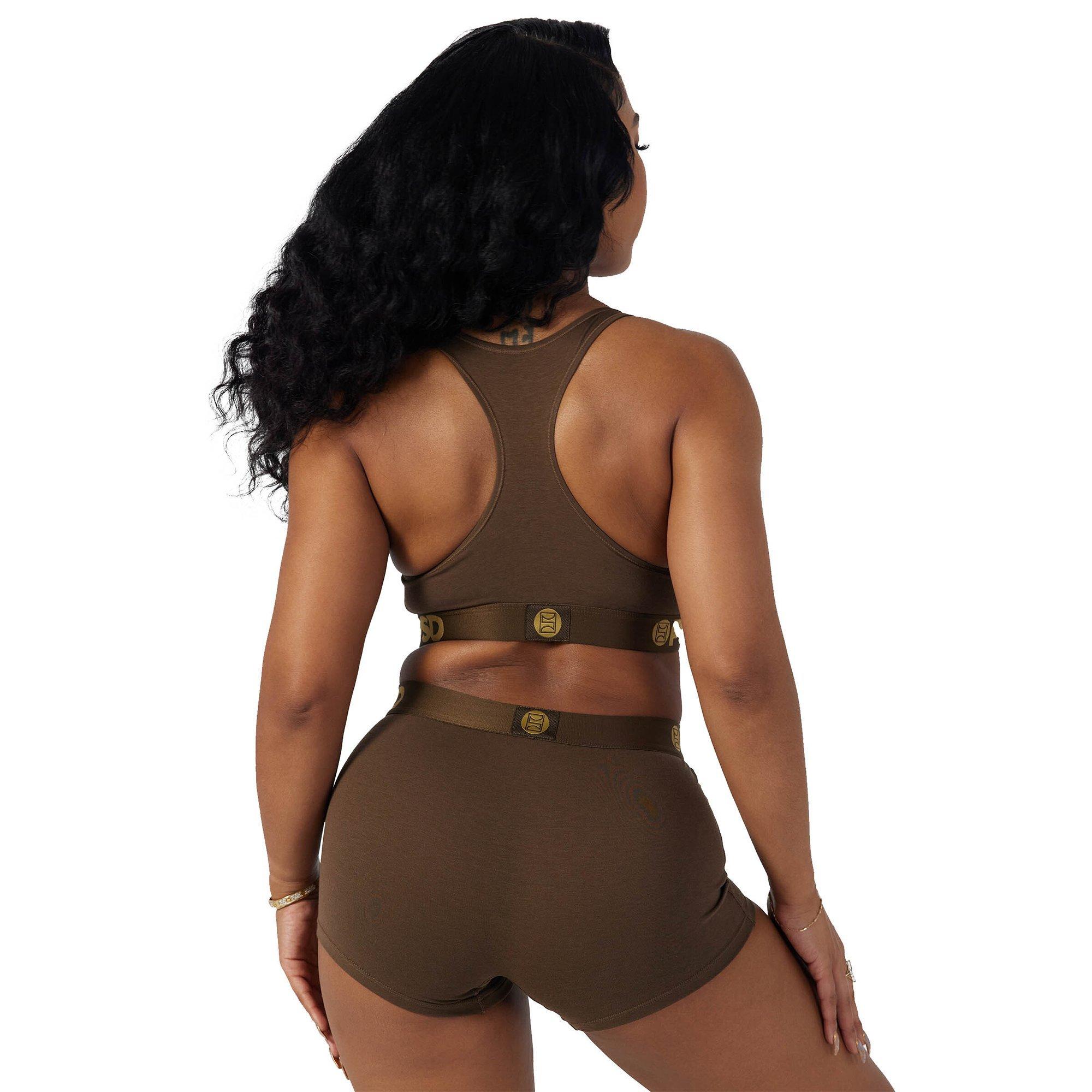 PSD Women's Modal Solids Cocoa Sports Bra - BROWN Thumbnail View 2