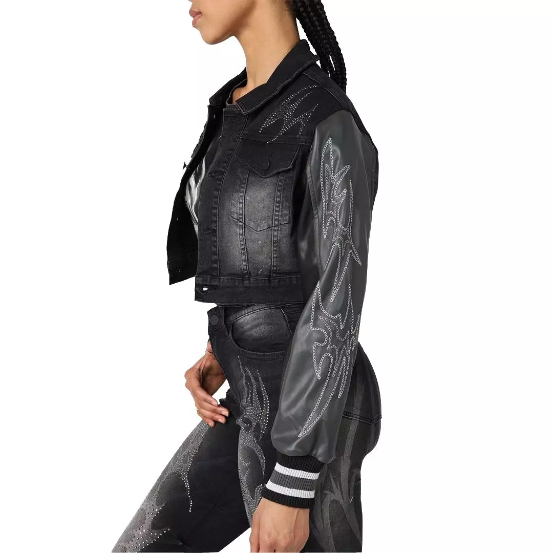 Smoke Rise Women's Denim Wings Jacket - Black - BLACK