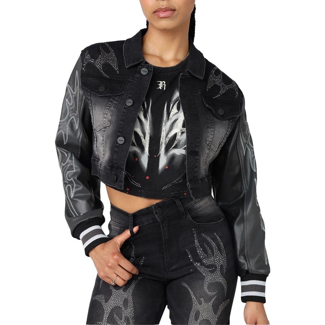 Smoke Rise Women's Denim Wings Jacket - Black - BLACK Thumbnail View 5