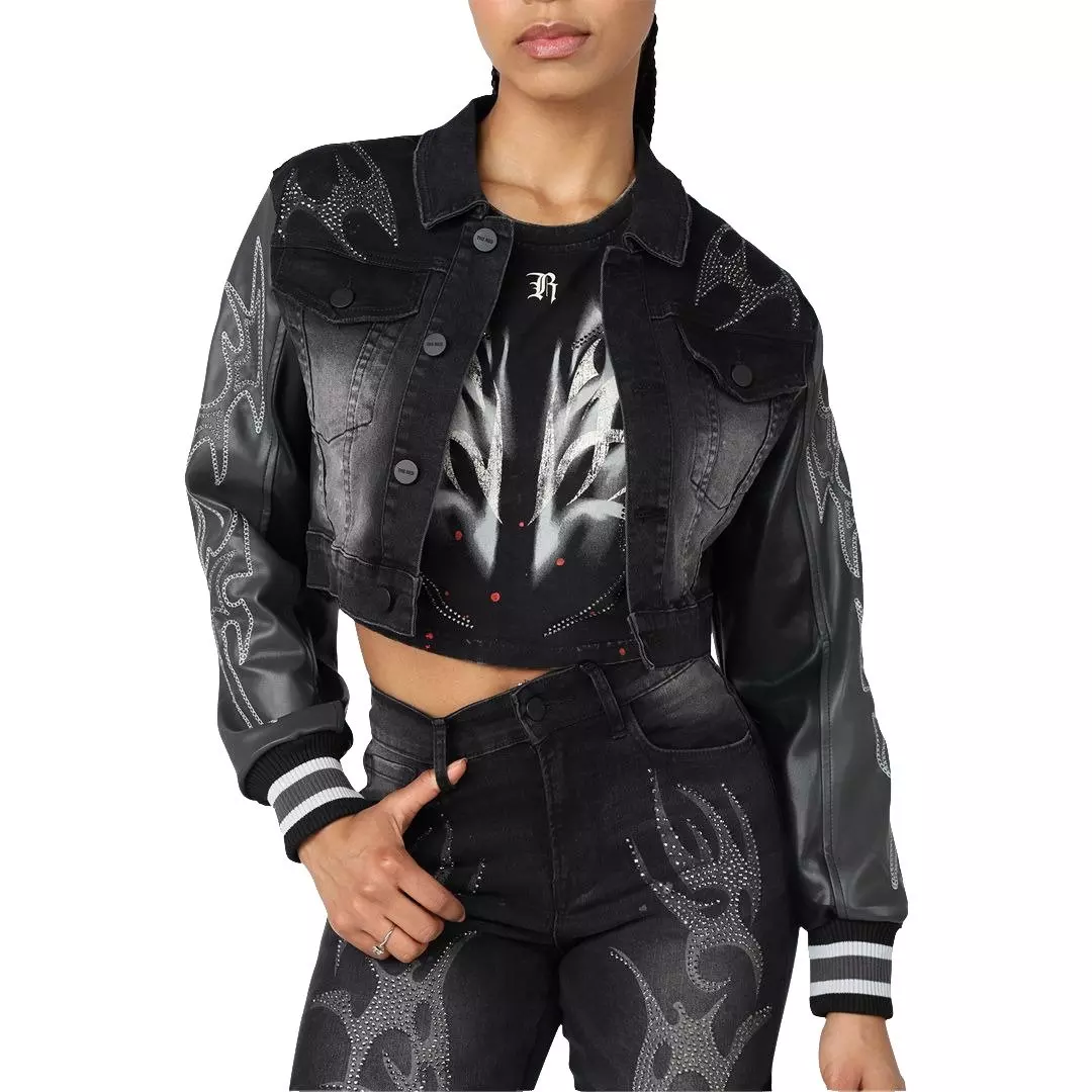 Smoke Rise Women's Denim Wings Jacket - Black - BLACK