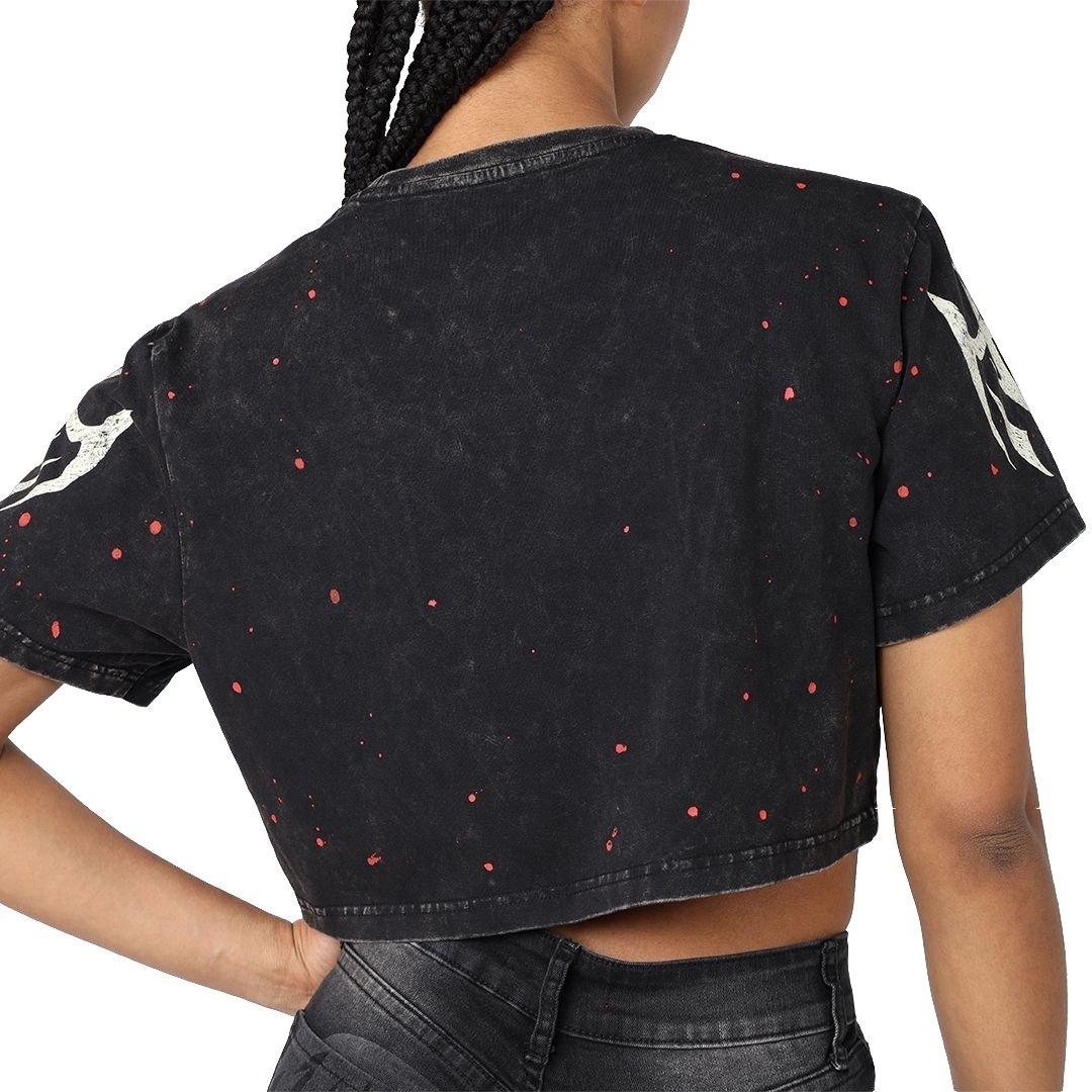 Smoke Rise Women's Crop Wings Tee - Black - BLACK Thumbnail View 2