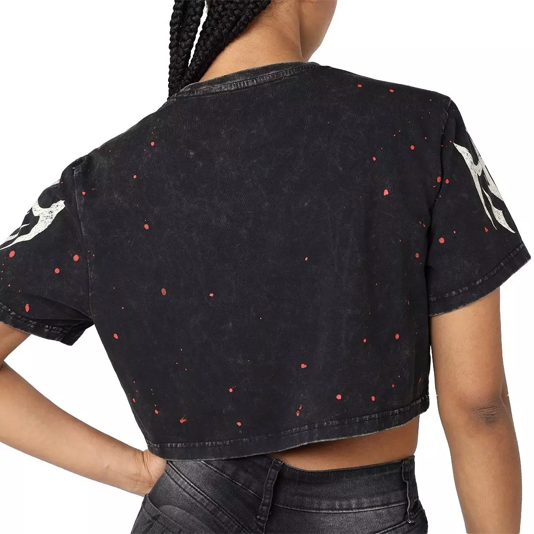 Smoke Rise Women's Crop Wings Tee - Black - BLACK