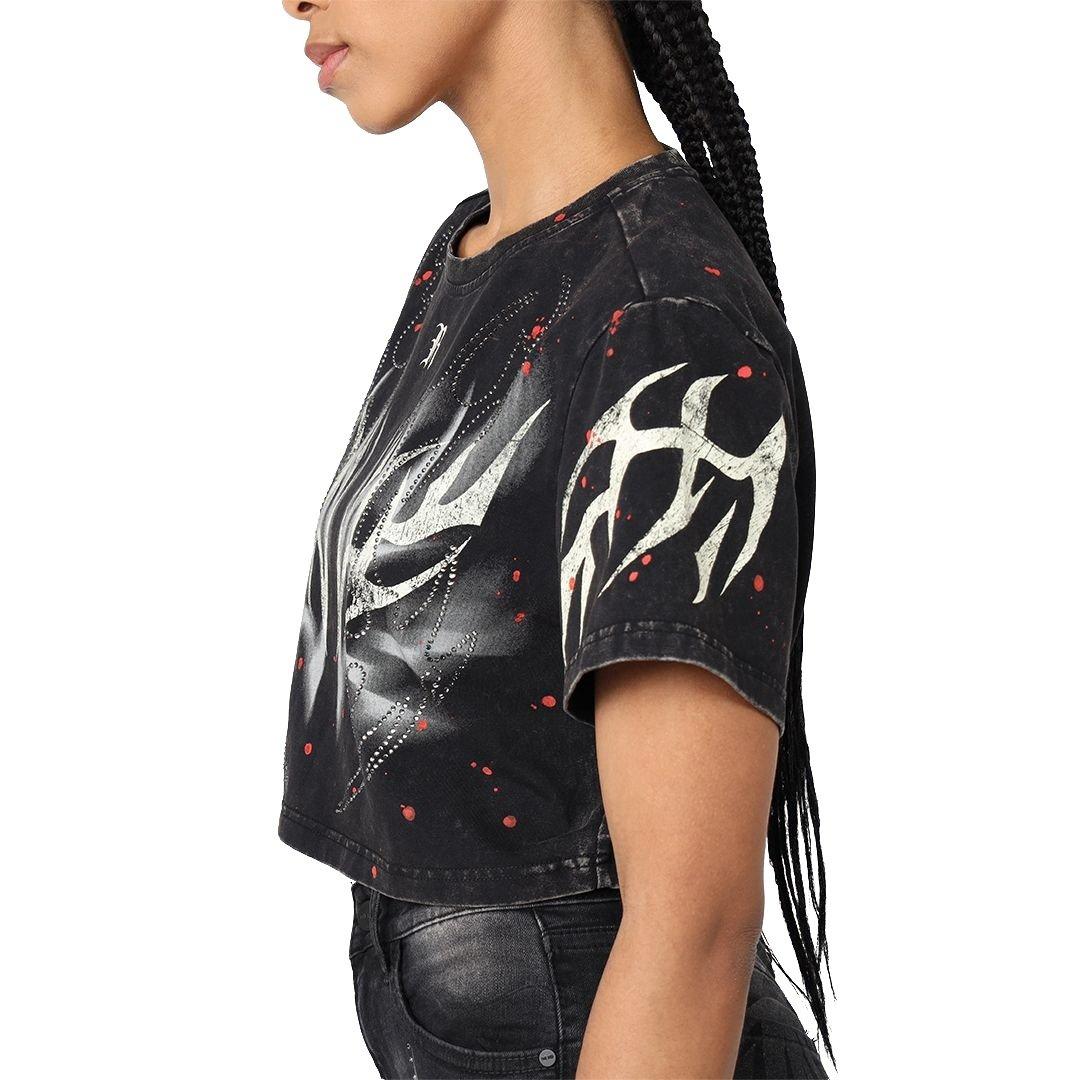 Smoke Rise Women's Crop Wings Tee - Black - BLACK Thumbnail View 3