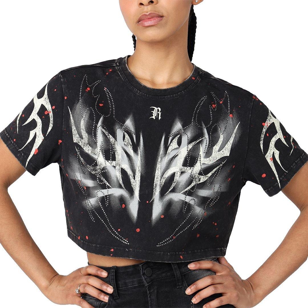 Smoke Rise Women's Crop Wings Tee - Black - BLACK Thumbnail View 5