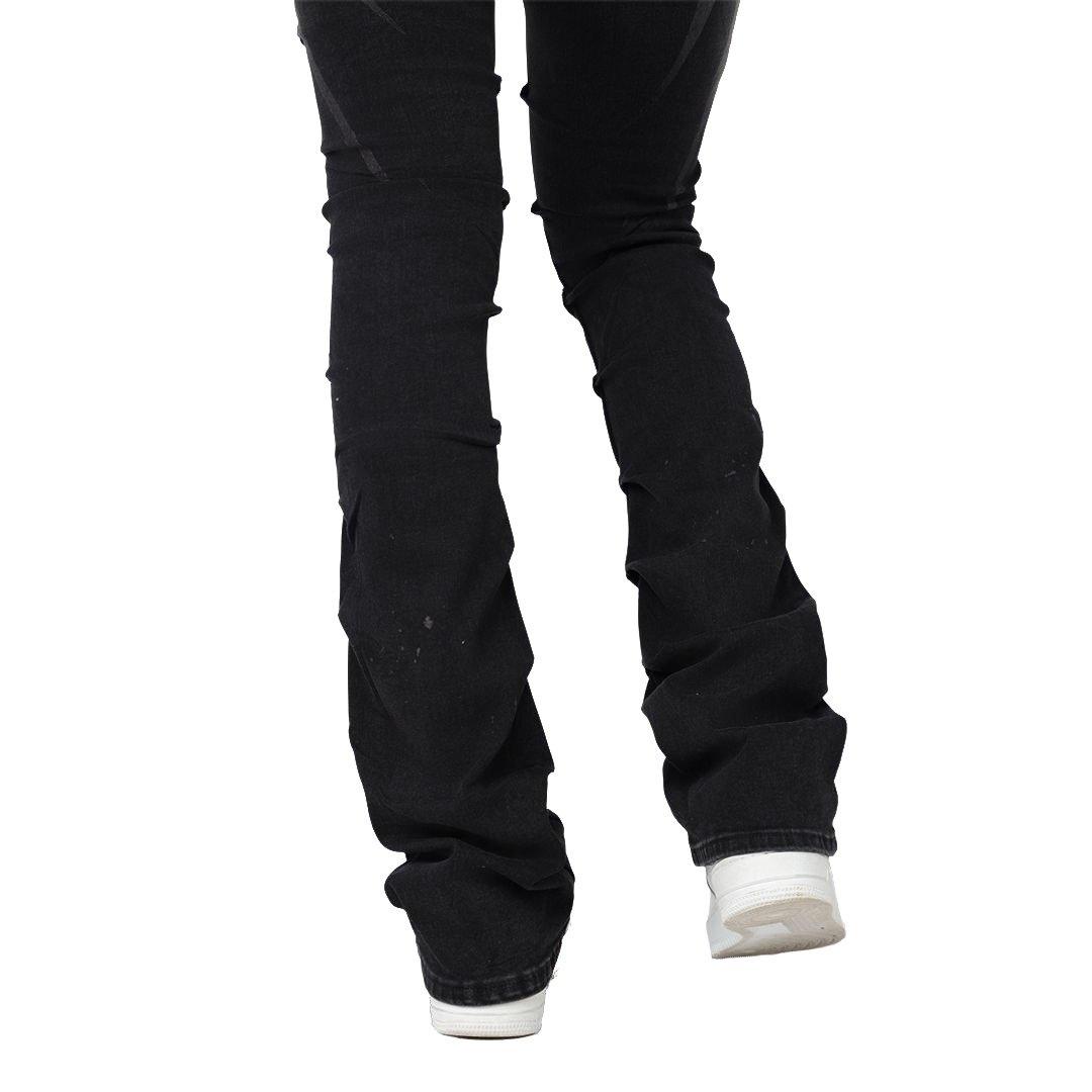 Smoke Rise Women's Stacked Wings Denim Jeans - BLACK Thumbnail View 9