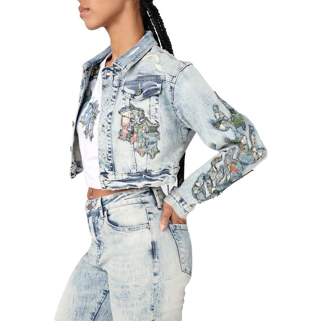 Smoke Rise Women's Denim Tapestry Jacket - Blue - BLUE Thumbnail View 3
