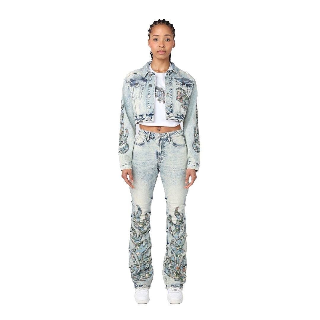 Smoke Rise Women's Denim Tapestry Jacket - Blue - BLUE Thumbnail View 5