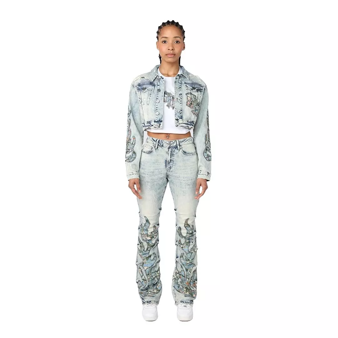 Smoke Rise Women's Denim Tapestry Jacket - Blue - BLUE