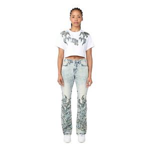Smoke Rise Women's Crop Tapestry Tee - Off White