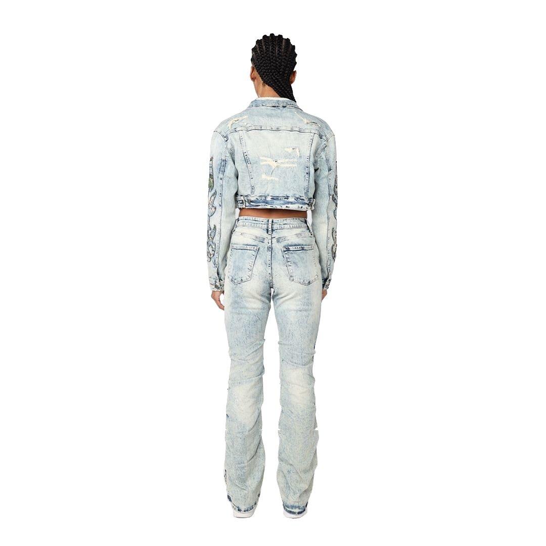 Smoke Rise Women's Straight Fit Tapestry Denim Jeans - Blue - BLUE Thumbnail View 2