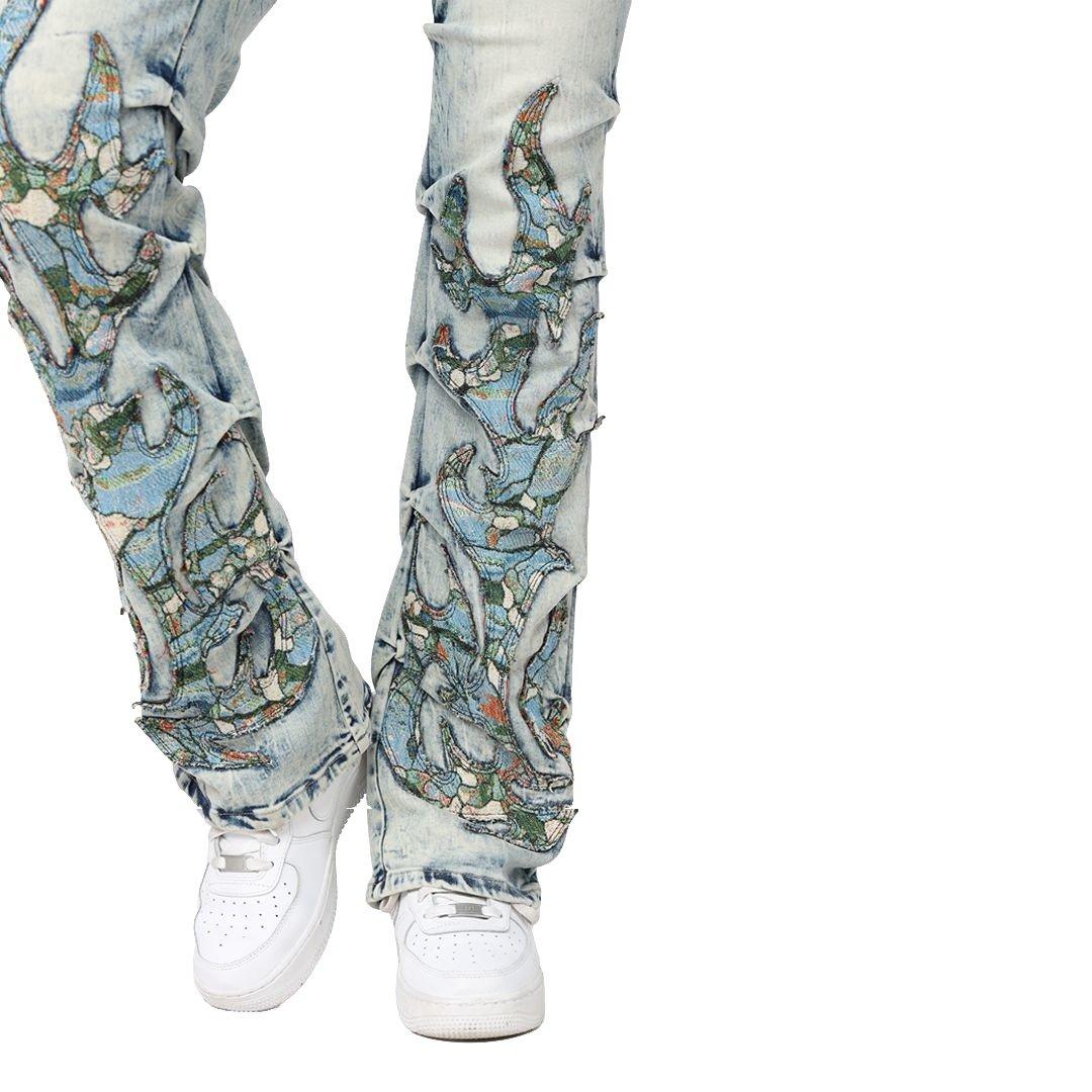 Smoke Rise Women's Straight Fit Tapestry Denim Jeans - Blue - BLUE Thumbnail View 4