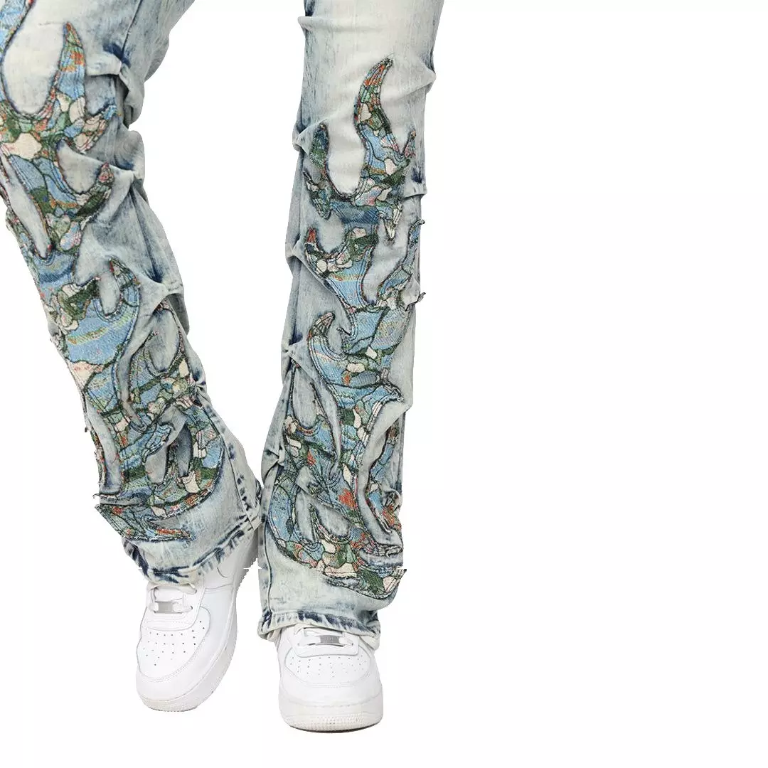 Smoke Rise Women's Straight Fit Tapestry Denim Jeans - Blue - BLUE