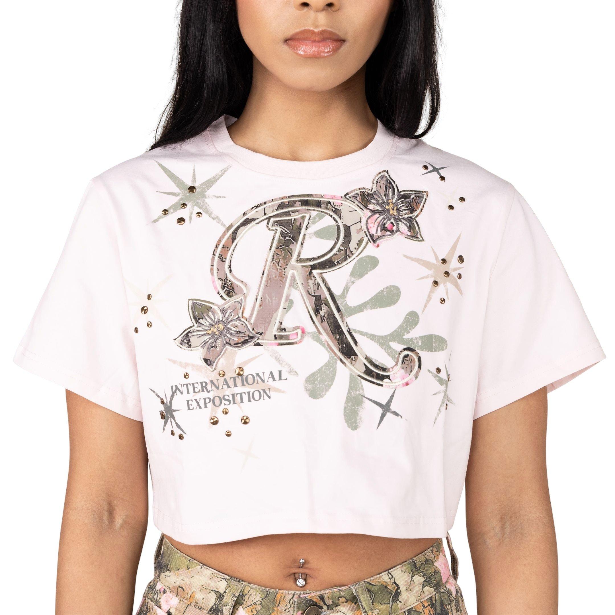 Smoke Rise Women's Blossom Camo Cropped Tee - Pink - PINK Thumbnail View 1