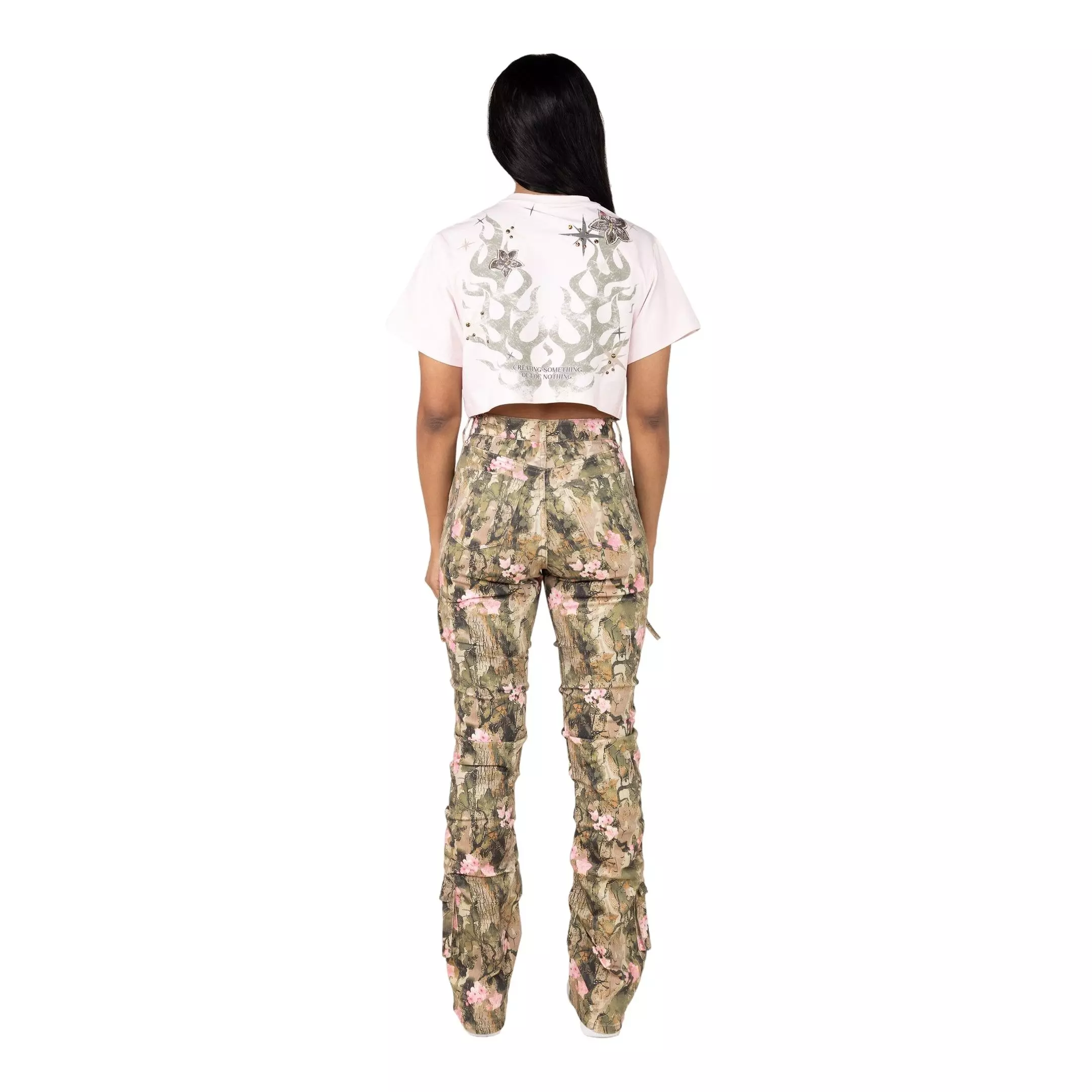 Smoke Rise Women's Blossom Camo Cropped Tee - Pink - PINK
