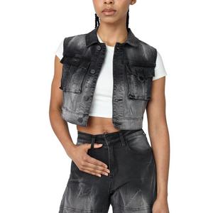 Smoke Rise Women's Denim Trucker Vest - Black