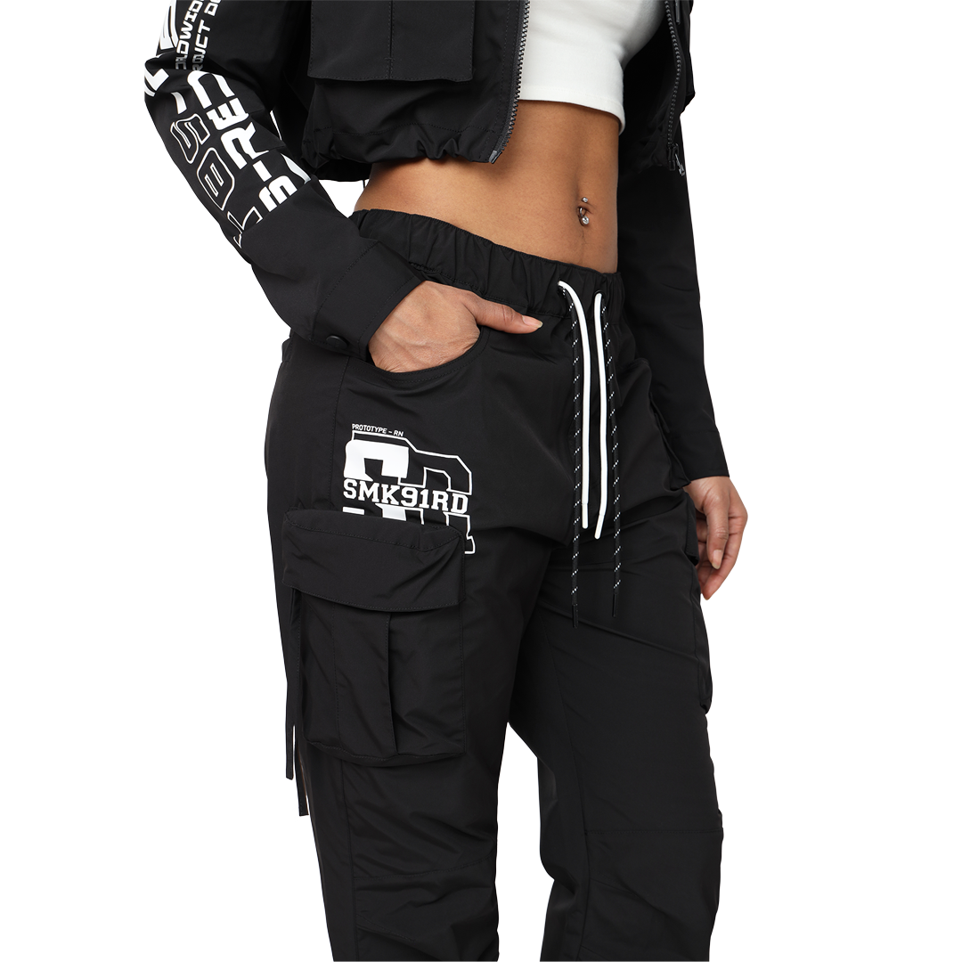 Smoke Rise Women's Utility Nylon Cargo Pants - BLACK Thumbnail View 4