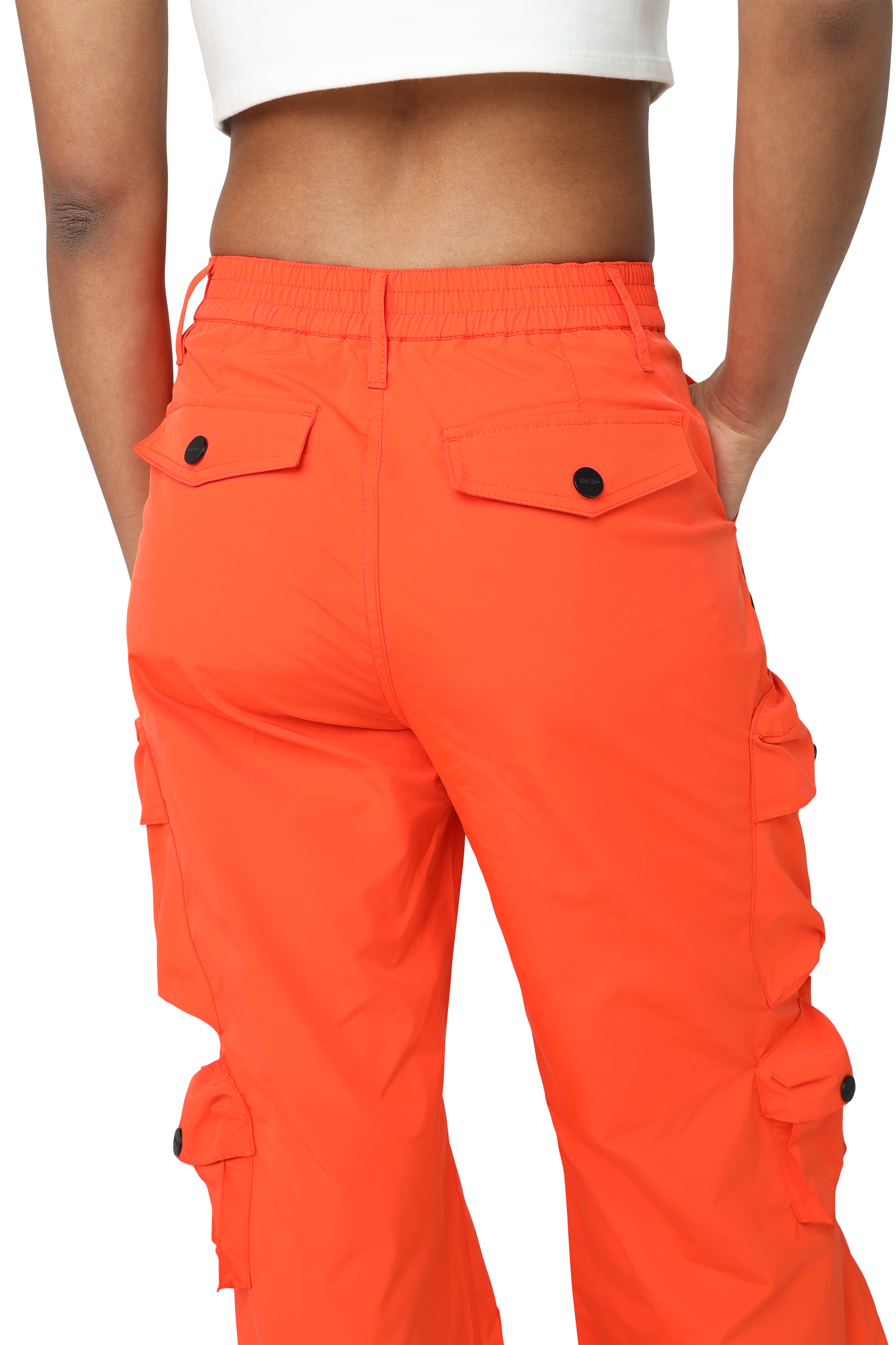 Smoke Rise Women's Wide Leg Woven Cargo Pants - ORANGE Thumbnail View 2