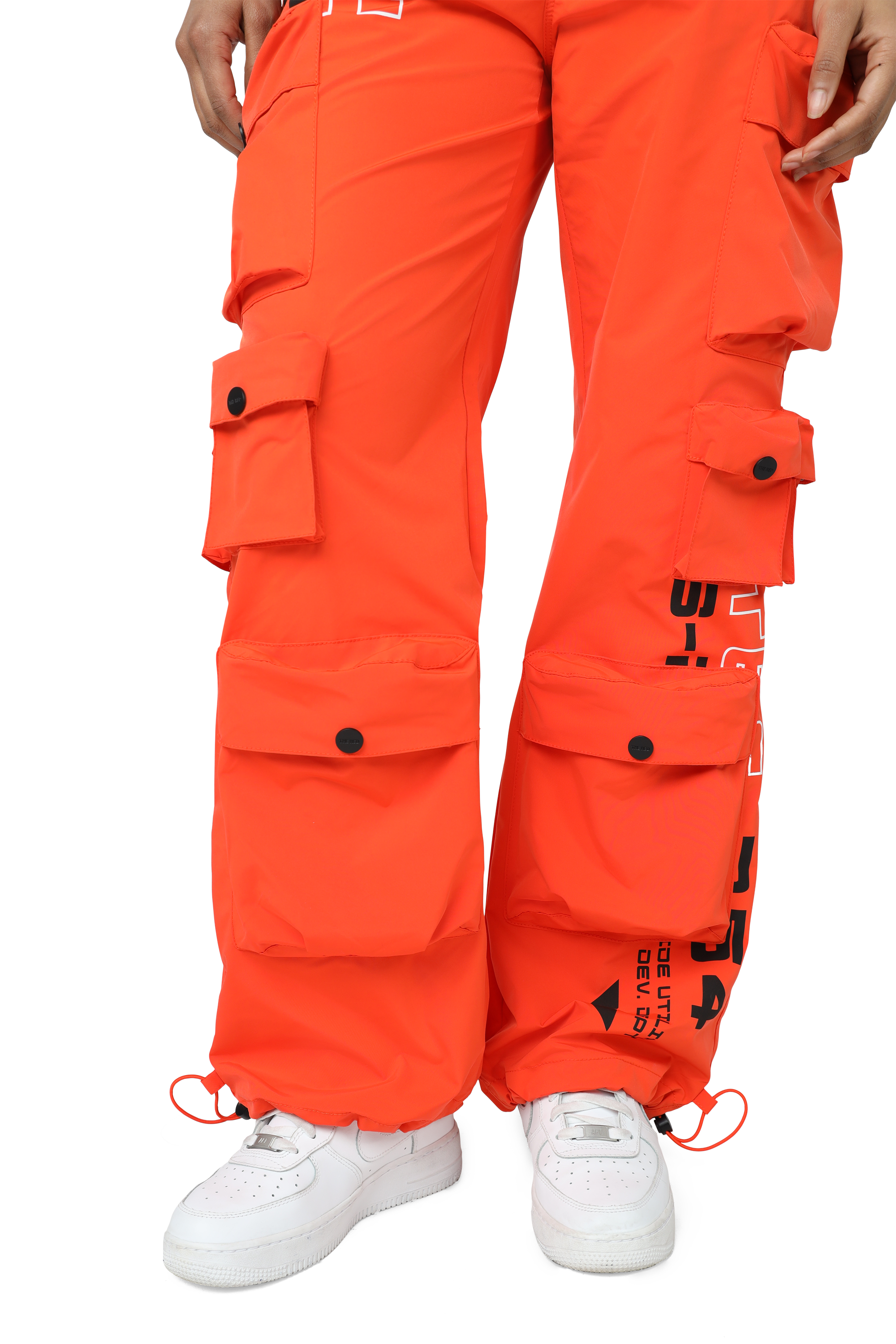 Smoke Rise Women's Wide Leg Woven Cargo Pants - ORANGE Thumbnail View 3