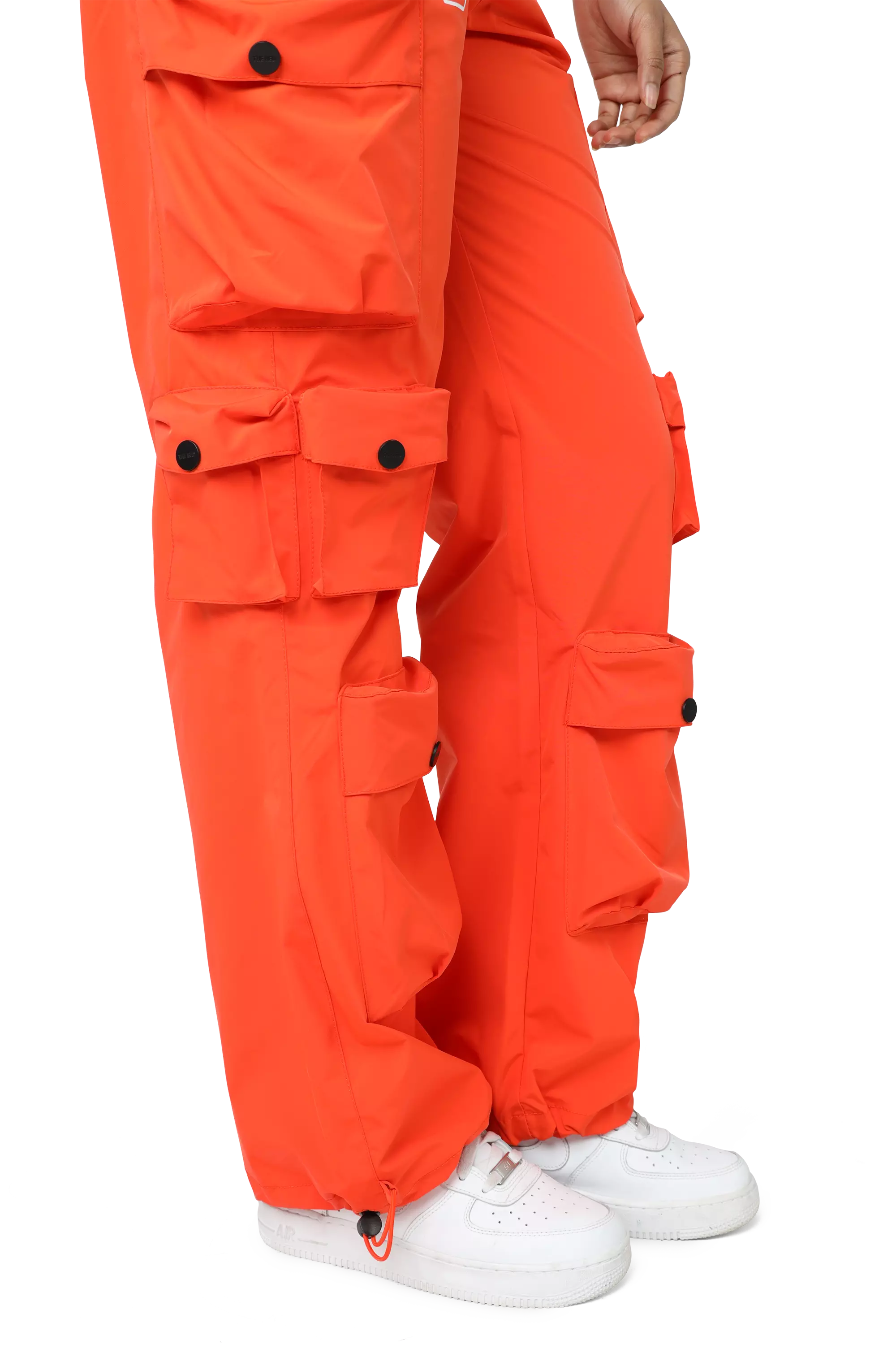 Smoke Rise Women's Wide Leg Woven Cargo Pants - ORANGE