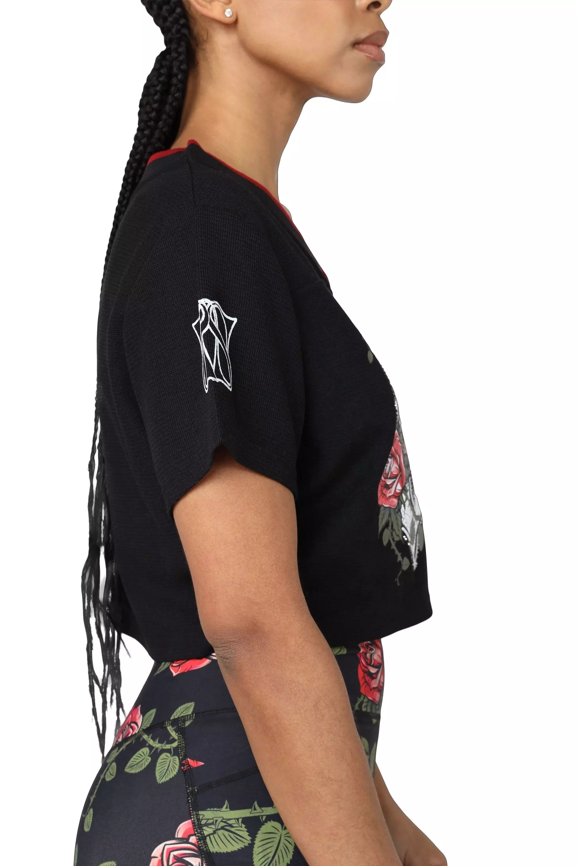 Smoke Rise Women's Roses Oversized Jersey - Black - BLACK