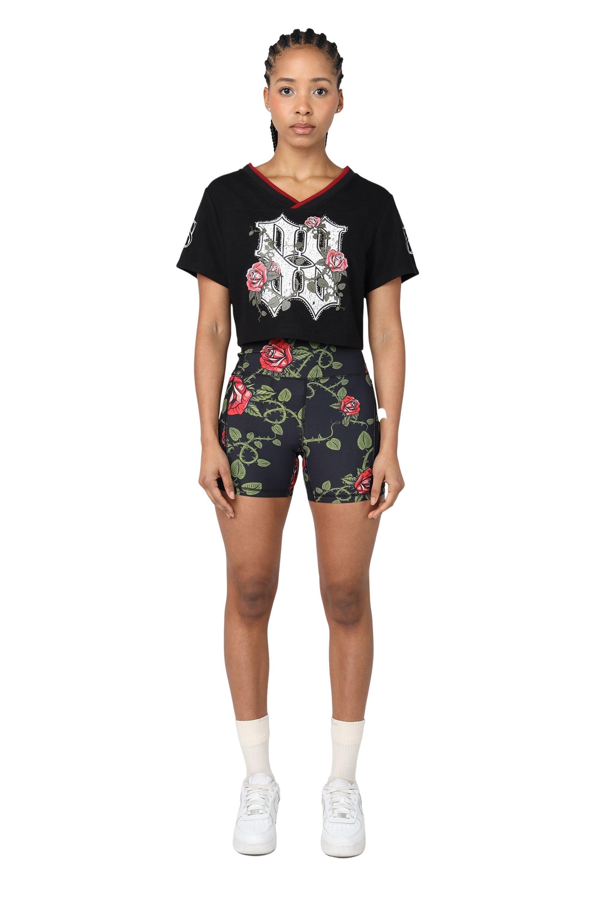 Smoke Rise Women's Roses Oversized Jersey - Black - BLACK Thumbnail View 4