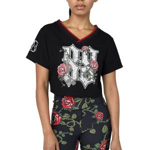 Smoke Rise Women's Roses Oversized Jersey - Black