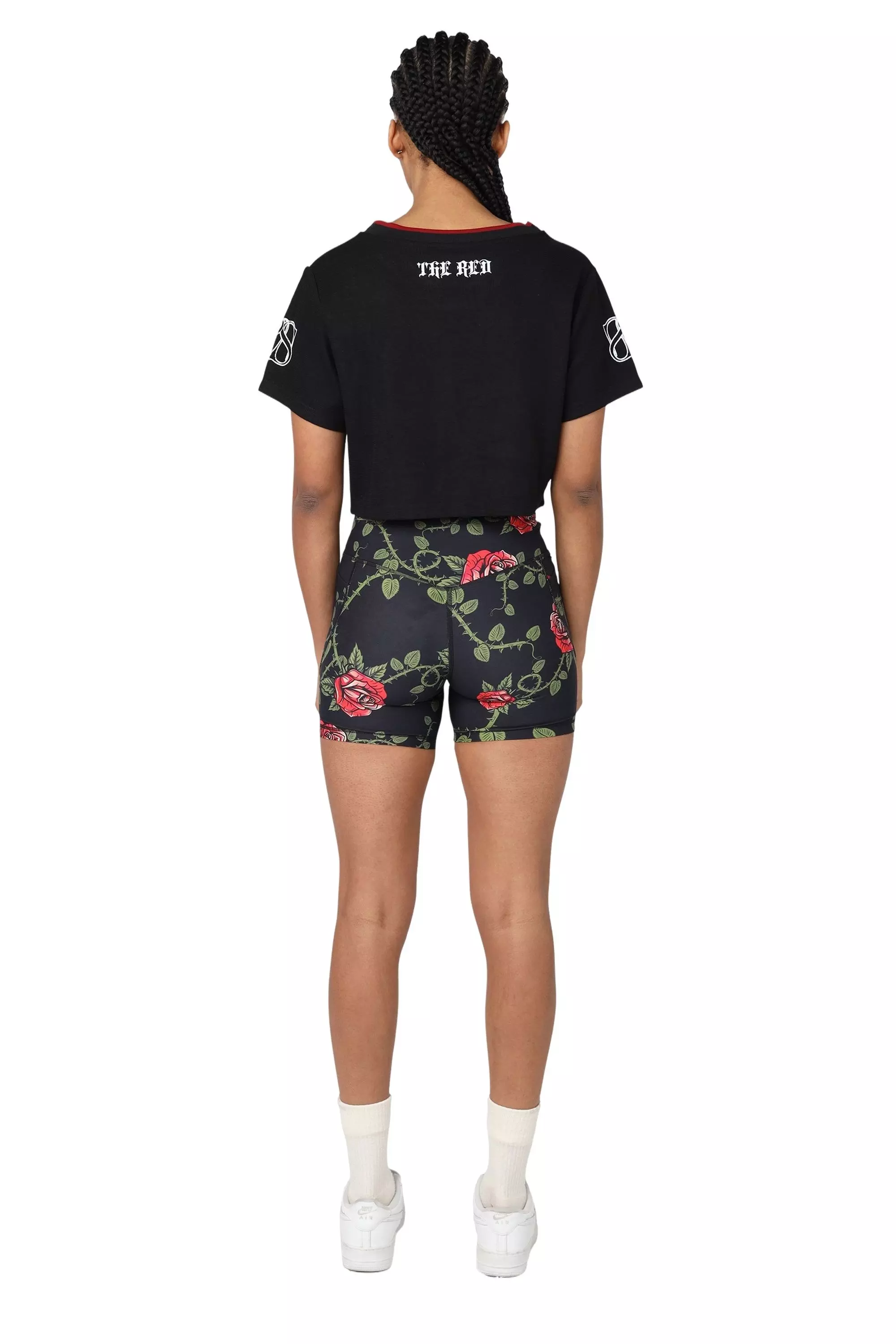 Smoke Rise Women's Roses Biker Shorts - Black - BLACK