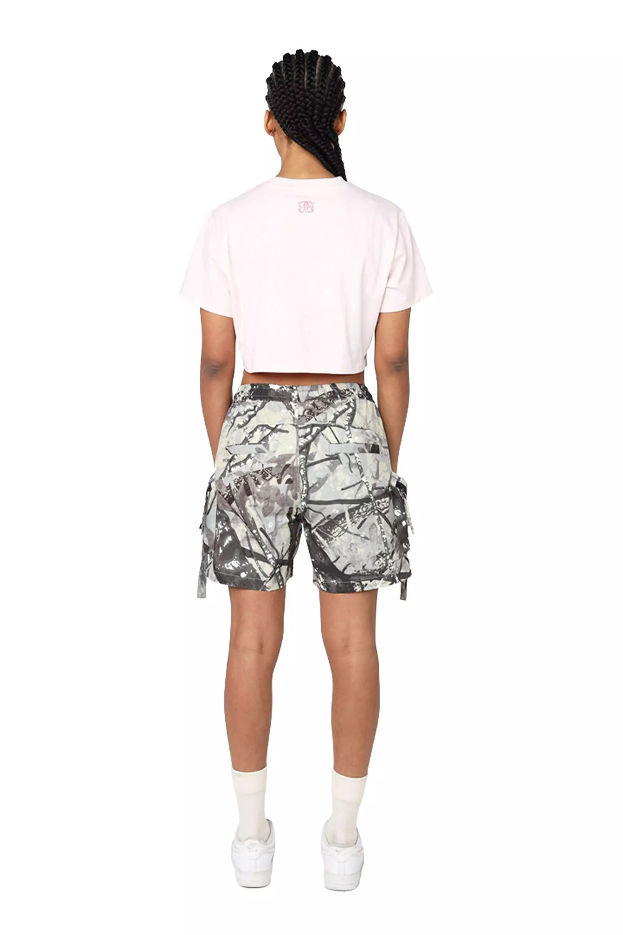 Smoke Rise Women's Woven Cargo Shorts - Woodland Camo - CAMOUFLAGE