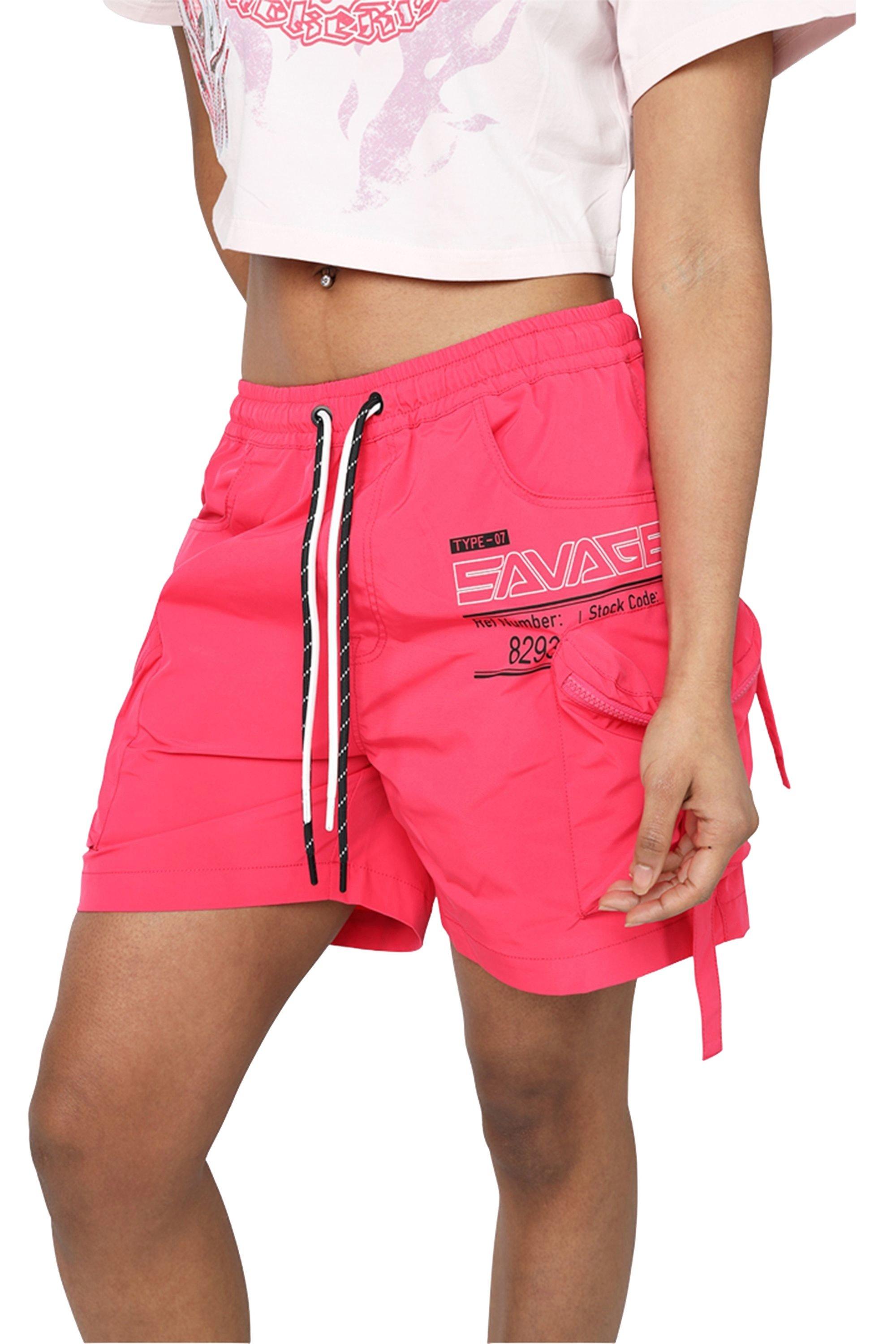 Smoke Rise Women's Woven Cargo Shorts - Raspberry - RED Thumbnail View 3