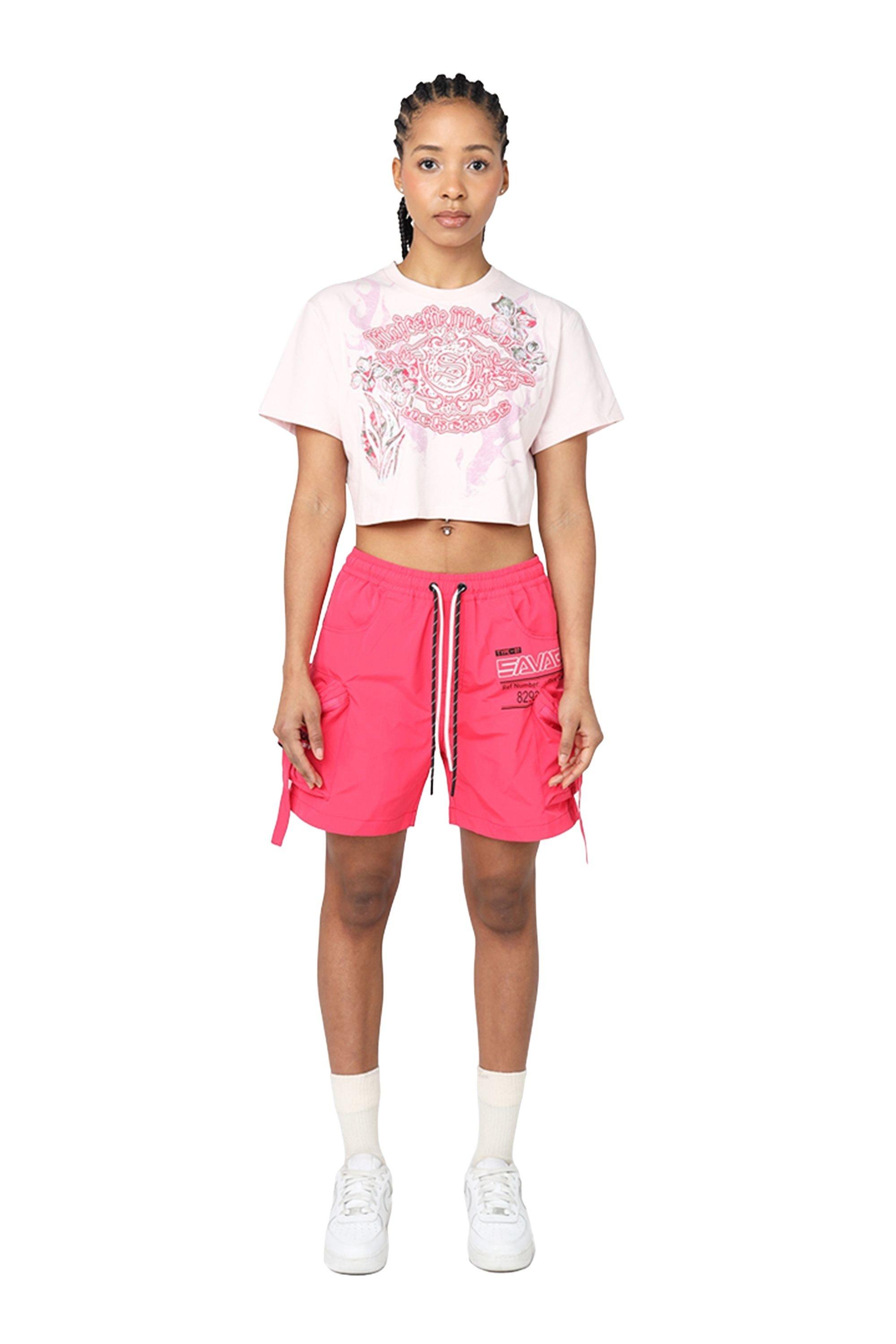 Smoke Rise Women's Woven Cargo Shorts - Raspberry - RED Thumbnail View 6