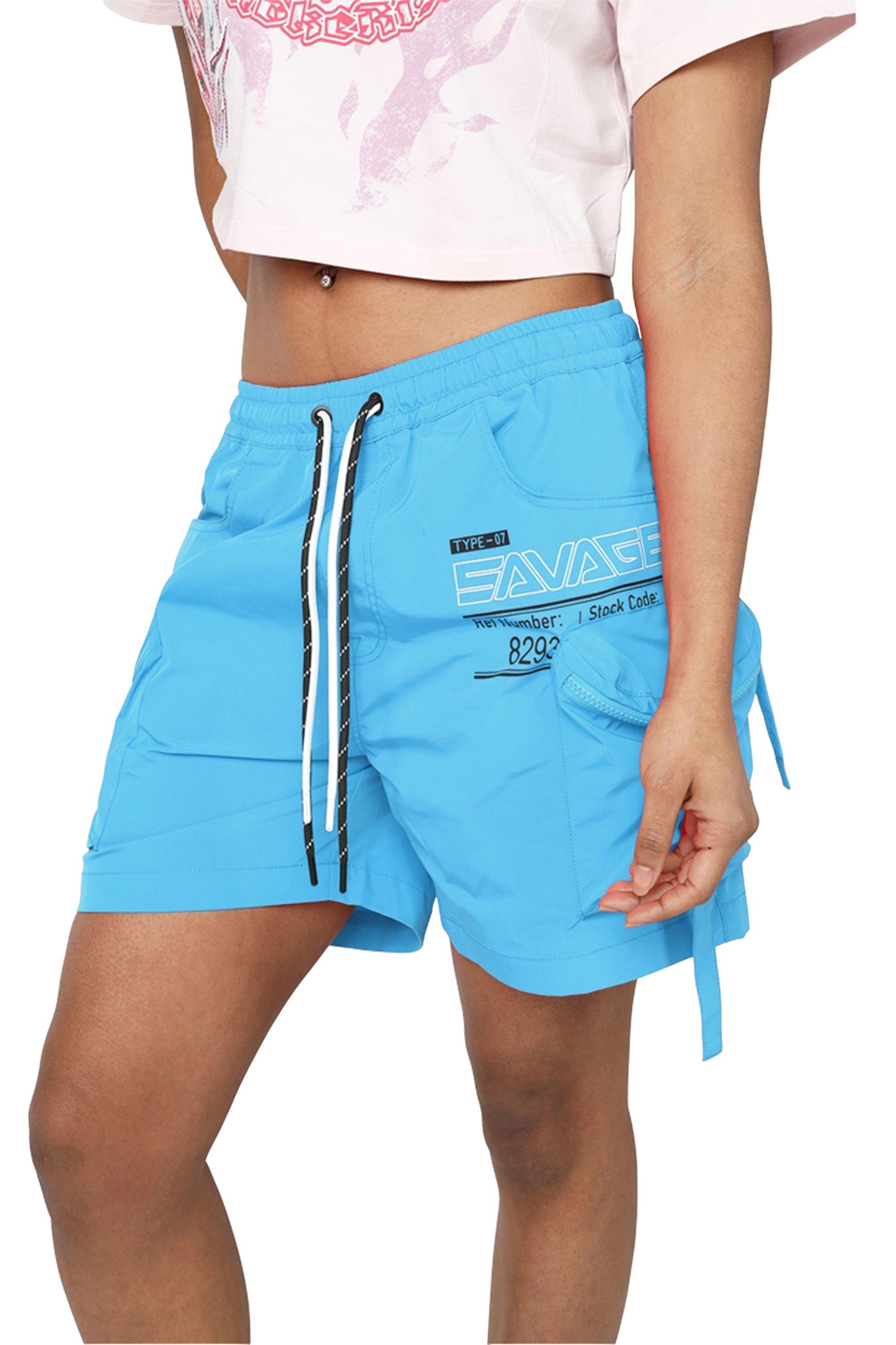 Smoke Rise Women's Woven Cargo Shorts - Blue Lagoon - BLUE Thumbnail View 3