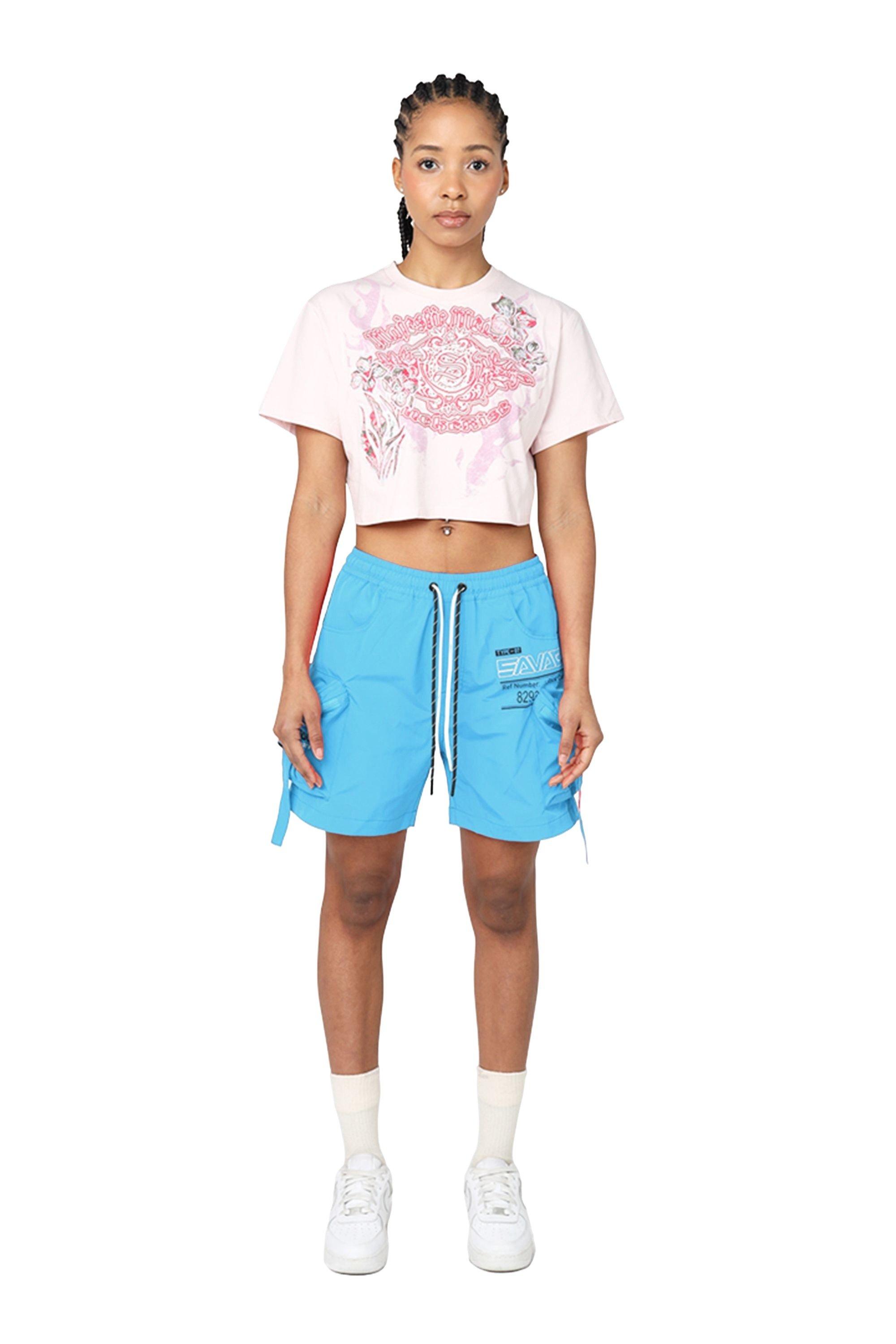 Smoke Rise Women's Woven Cargo Shorts - Blue Lagoon - BLUE Thumbnail View 6