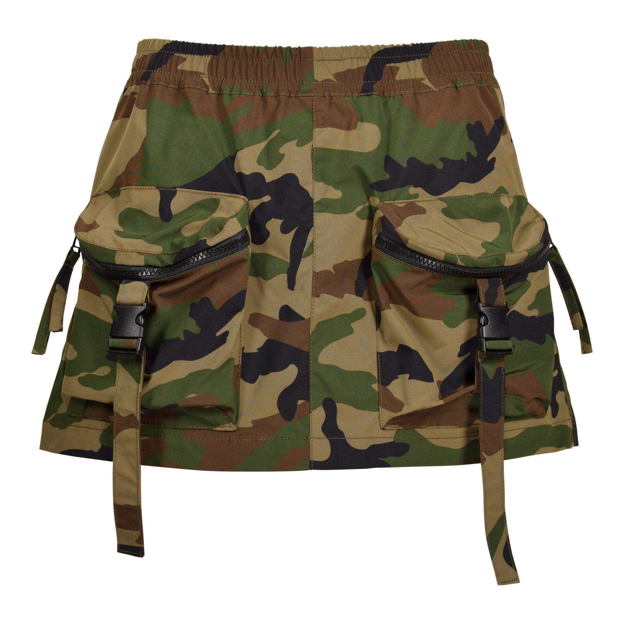 Grindhouse Women's Nylon Cargo Skirt - Camo - BLACK