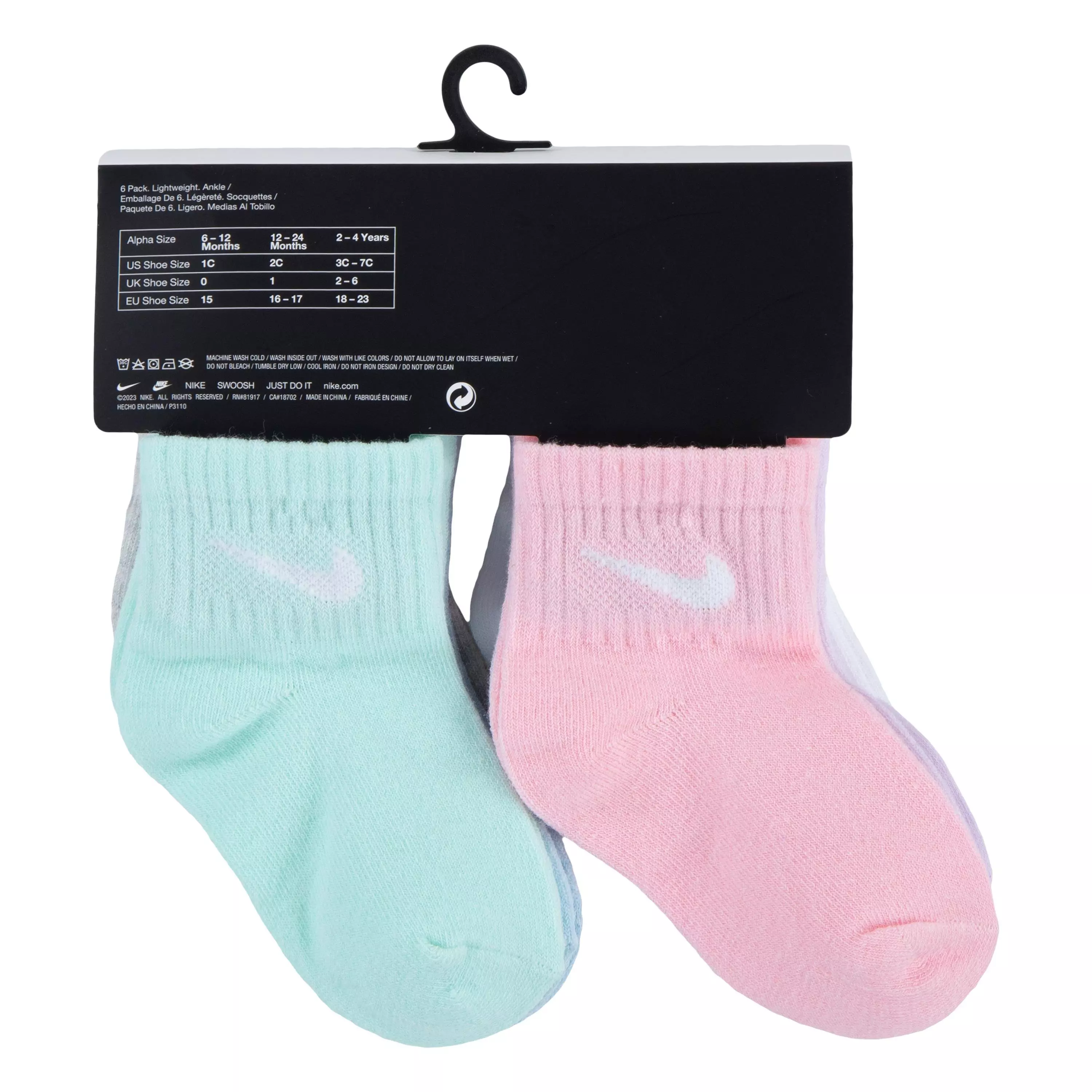 Nike Infant Girls' Doll 6-Pack Ankle Socks - MULTI-COLOR