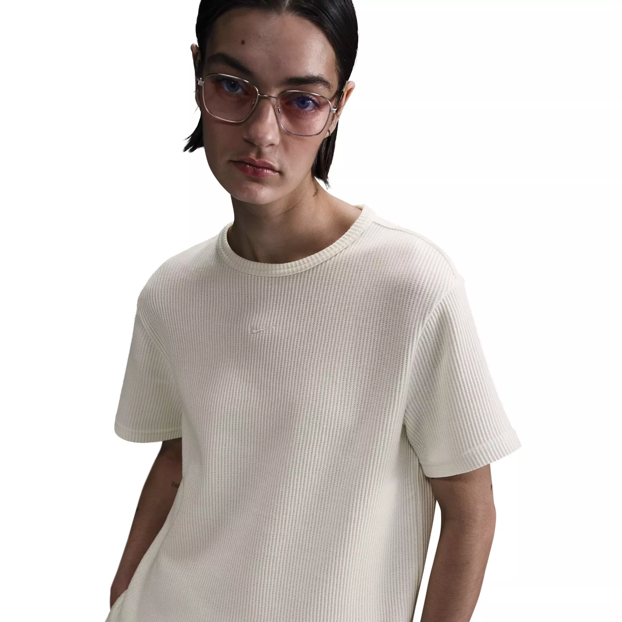 Nike Women's Sportswear Chill Waffle Loose Short-Sleeve Top - SAIL