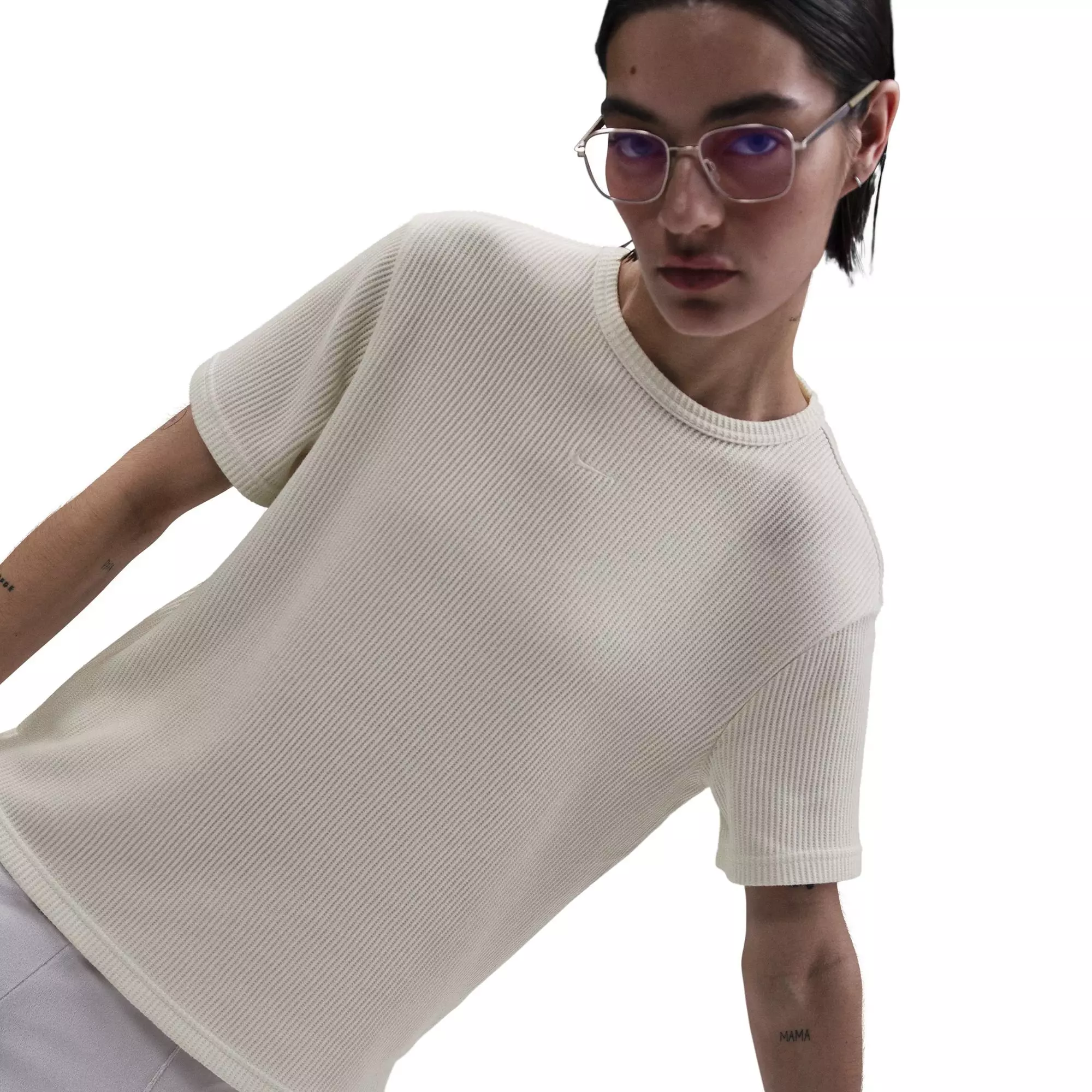 Nike Women's Sportswear Chill Waffle Loose Short-Sleeve Top - SAIL