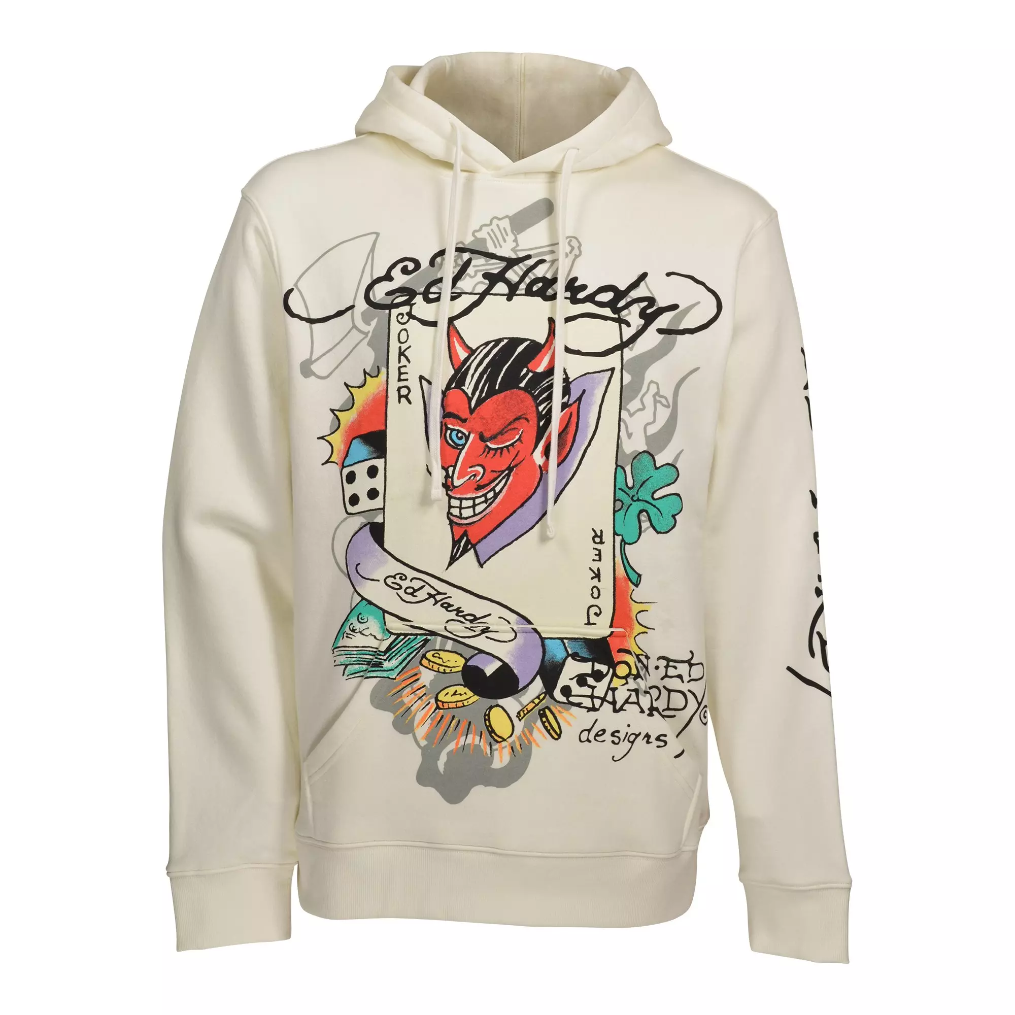 Ed Hardy Men's Joker Hoodie - Ivory - CREAM
