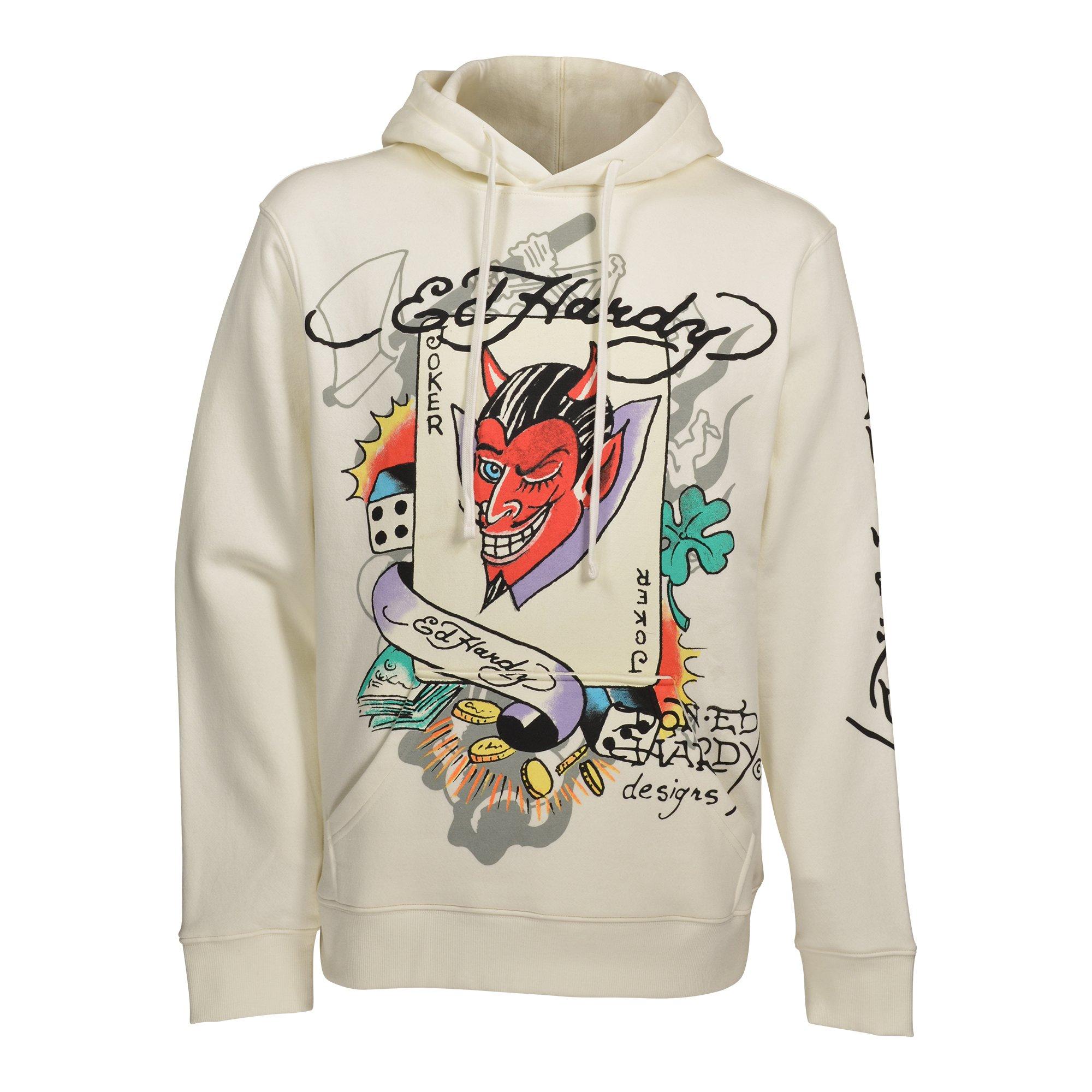 Ed Hardy Men's Joker Hoodie - Ivory