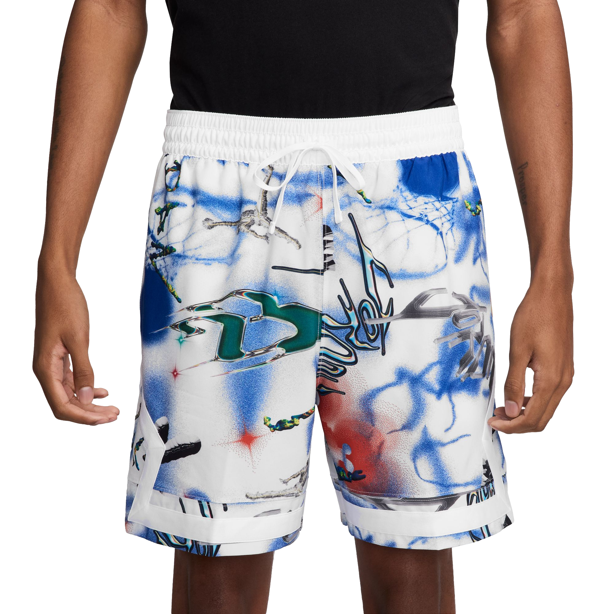 Jordan Men's Sport Dri-FIT Woven Printed Diamond Shorts - WHITE Thumbnail View 1