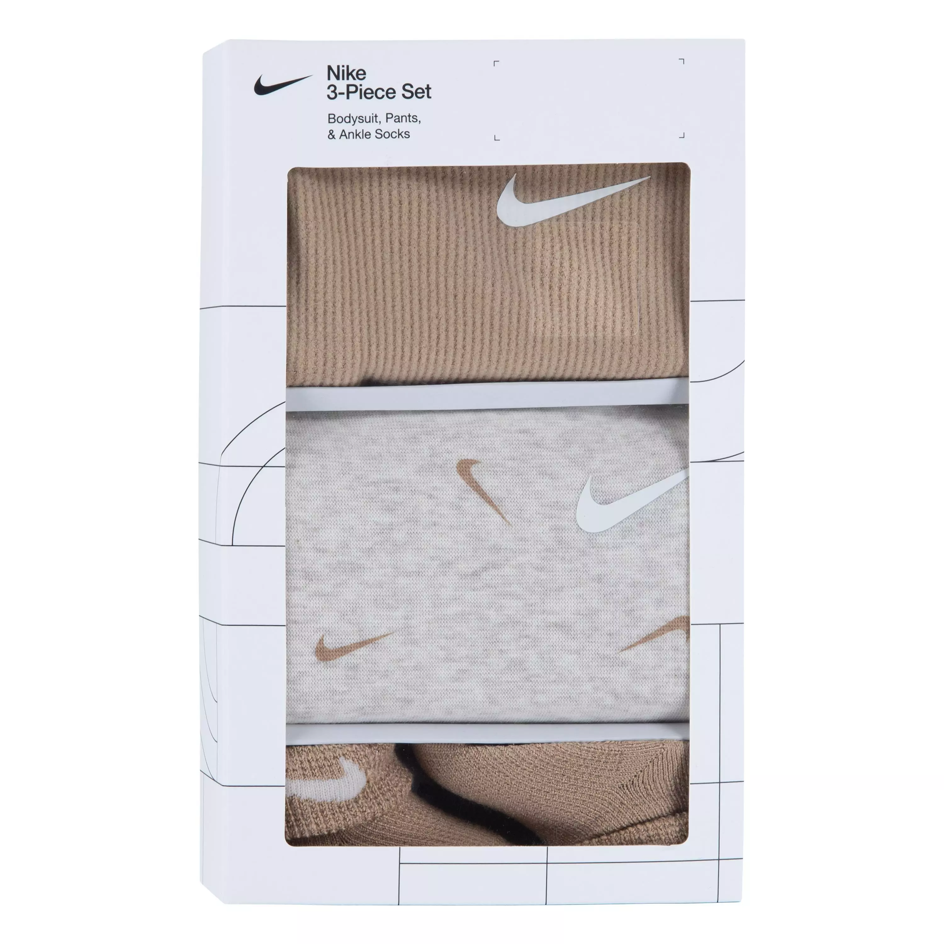 Nike Infant Kids' 3-Piece Bodysuit and Waffle Pants - TAN