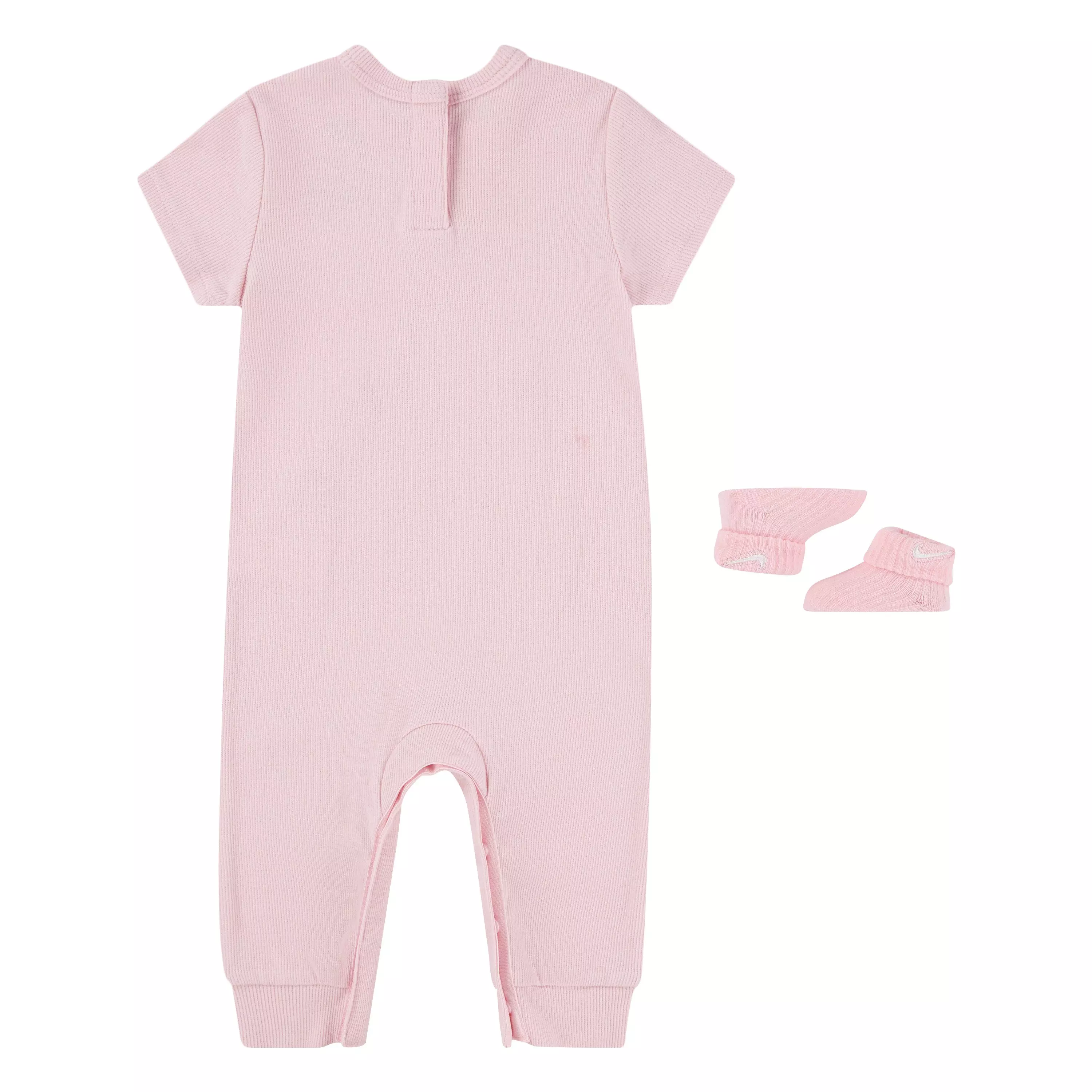 Nike Infant Kids' Ribbed Short Sleeved Romper and Sock Set - PINK