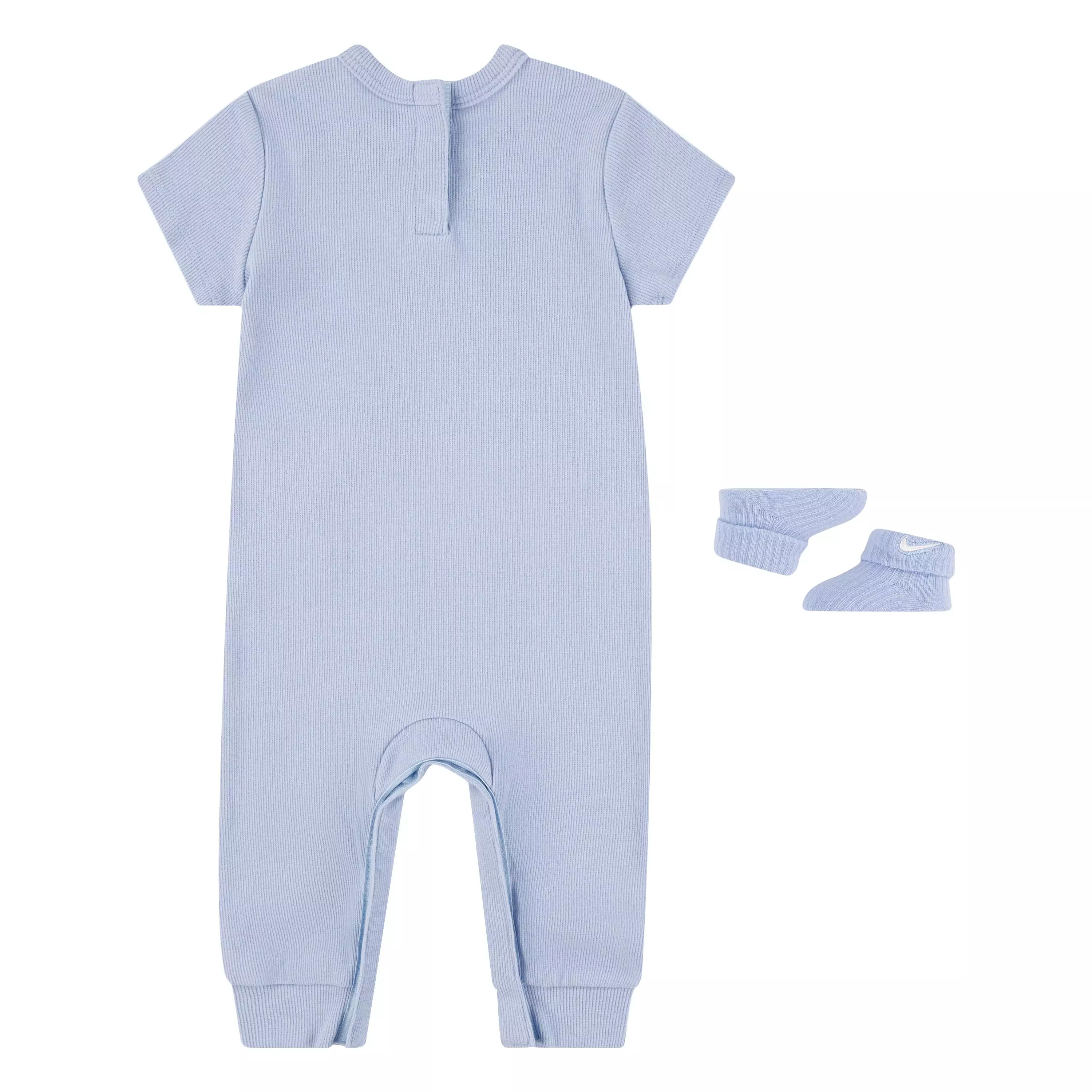 Nike Infant Kids' Ribbed Short Sleeved Romper and Sock Set-Blue - BLUE