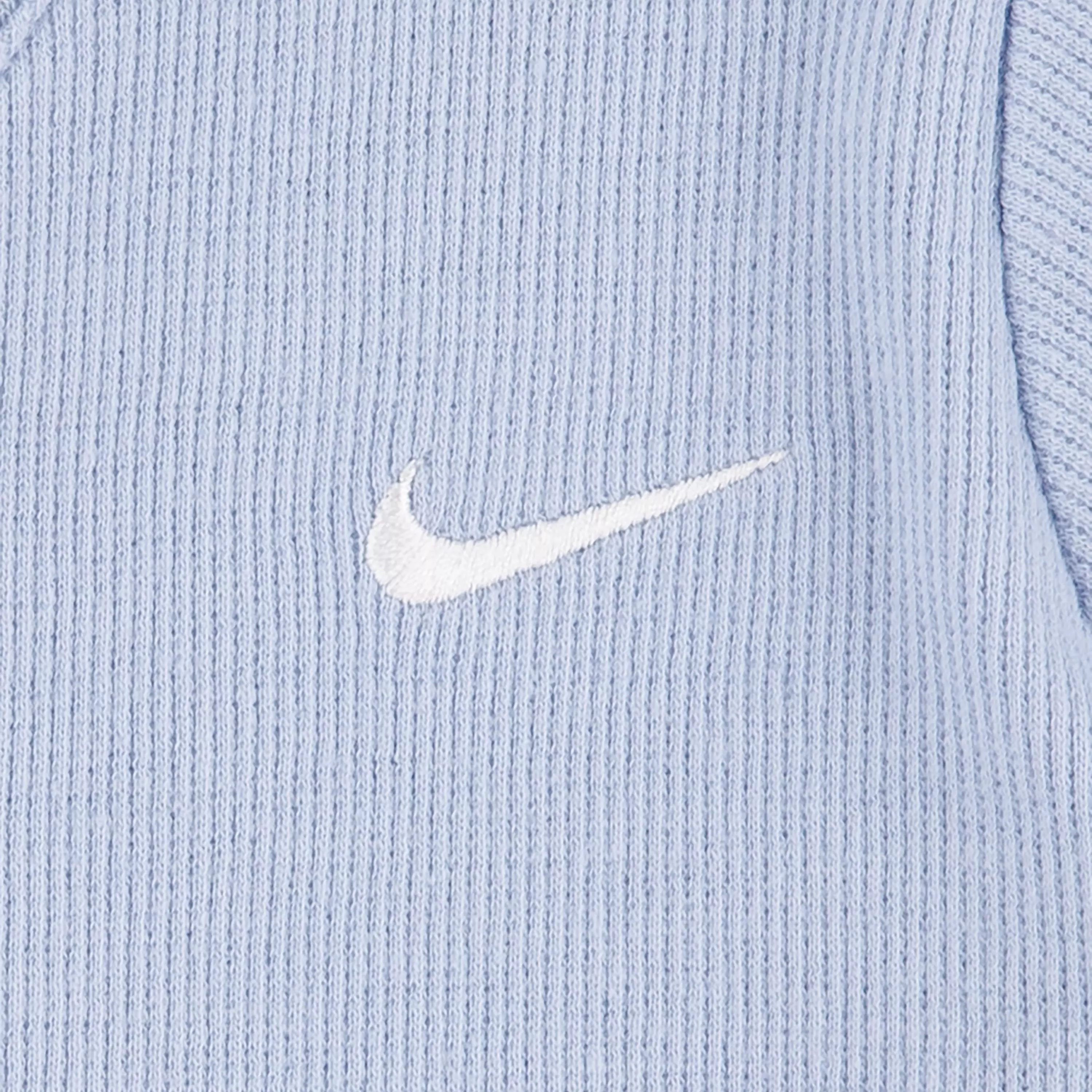 Nike Infant Kids' Ribbed Short Sleeved Romper and Sock Set-Blue - BLUE