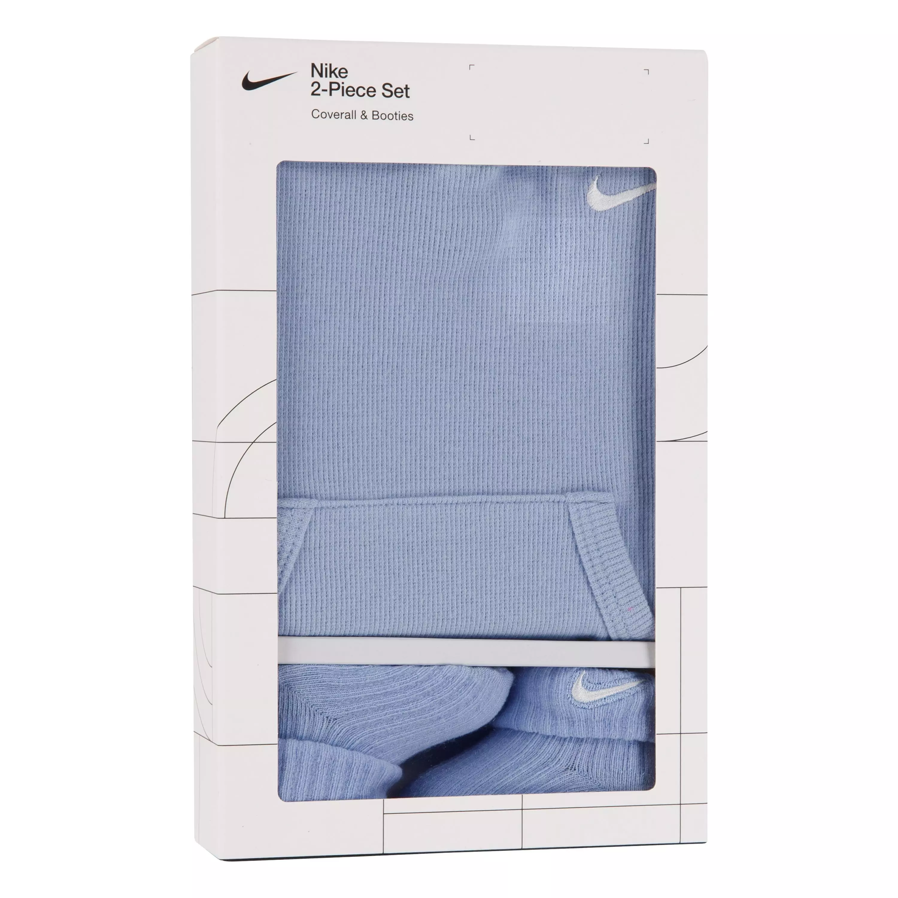 Nike Infant Kids' Ribbed Short Sleeved Romper and Sock Set-Blue - BLUE