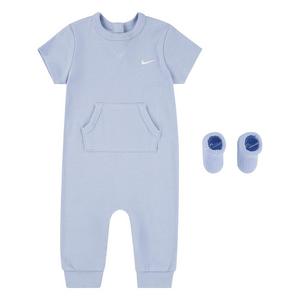 Nike Infant Kids' Ribbed Short Sleeved Romper and Sock Set-Blue