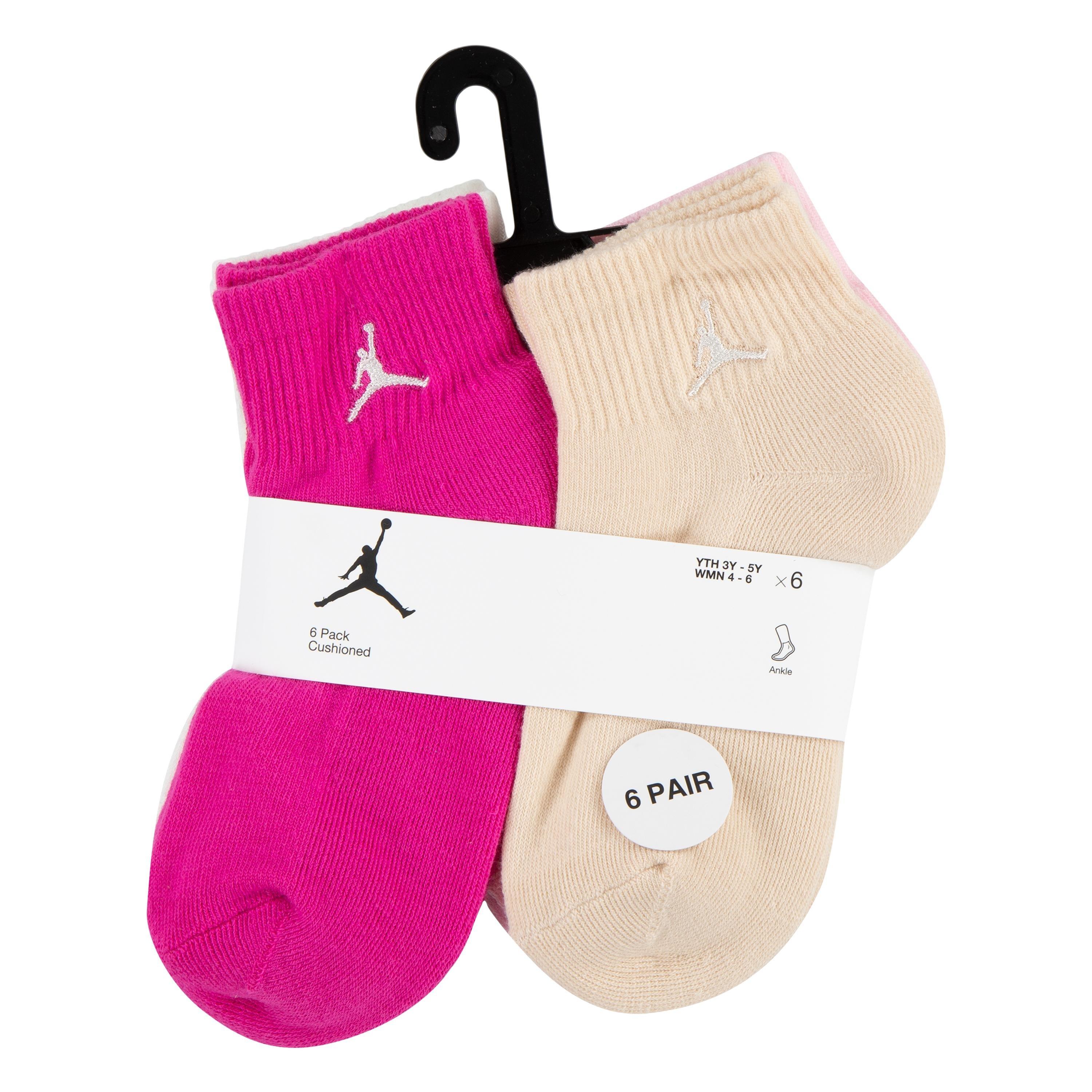 Jordan Big Girls' 6-Pack Ankle Socks - Pink​