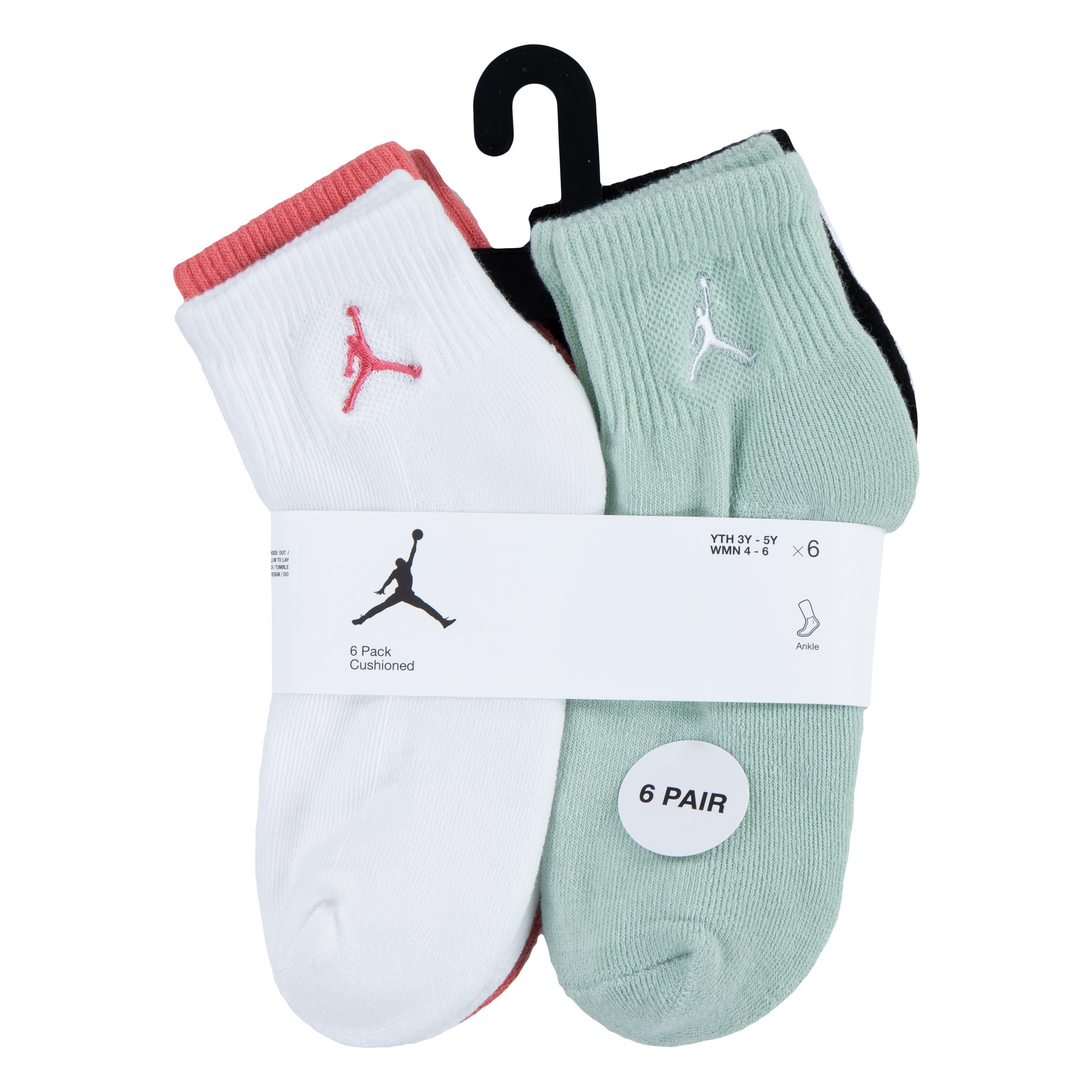 Jordan Big Girls' 6-Pack Ankle Socks - Seafoam