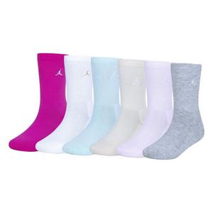 Jordan Big Girls' Everyday Essentials 6-Pack Crew Socks-Pink