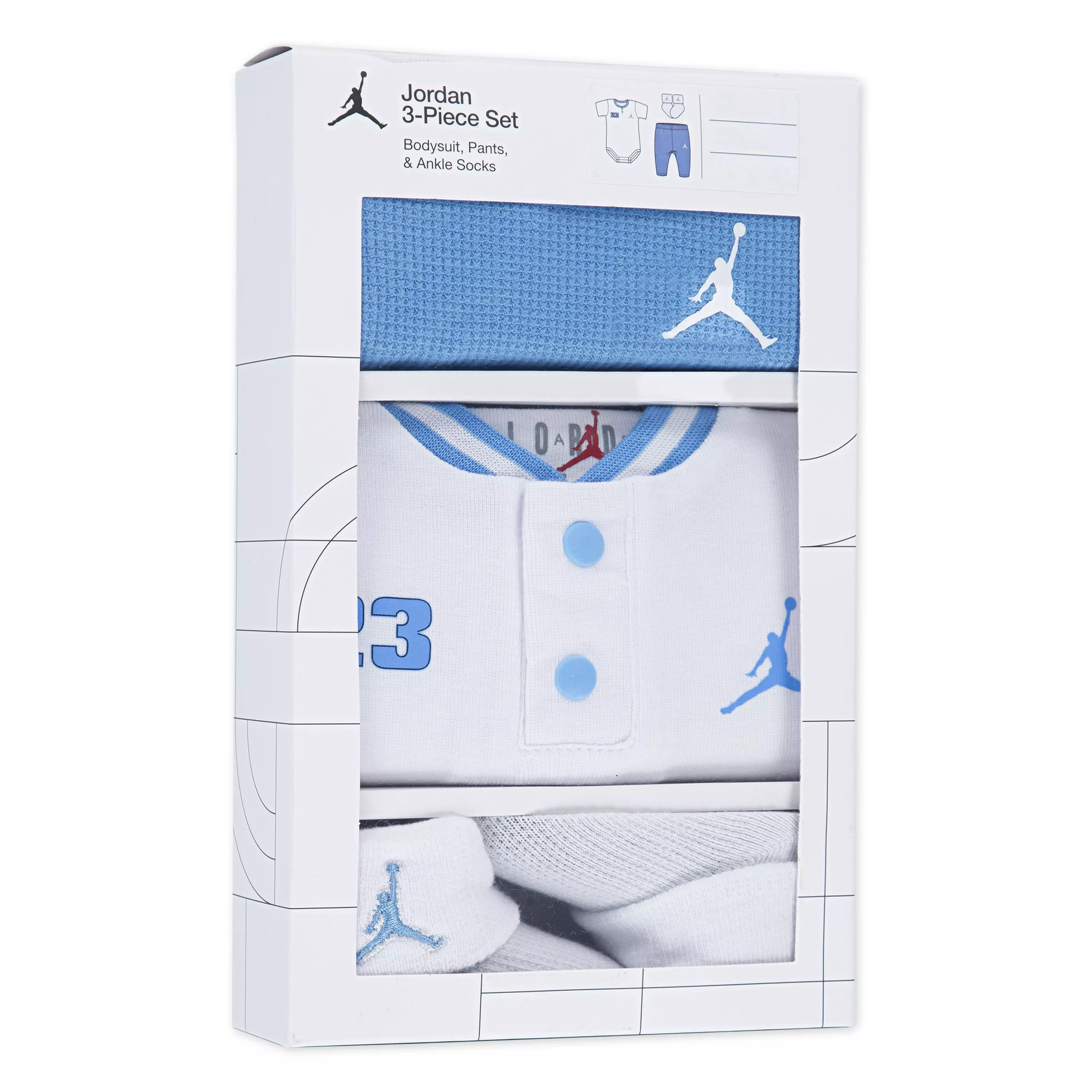 Jordan Infant Kids' Henley 3-Piece Set - White/Blue - WHITE